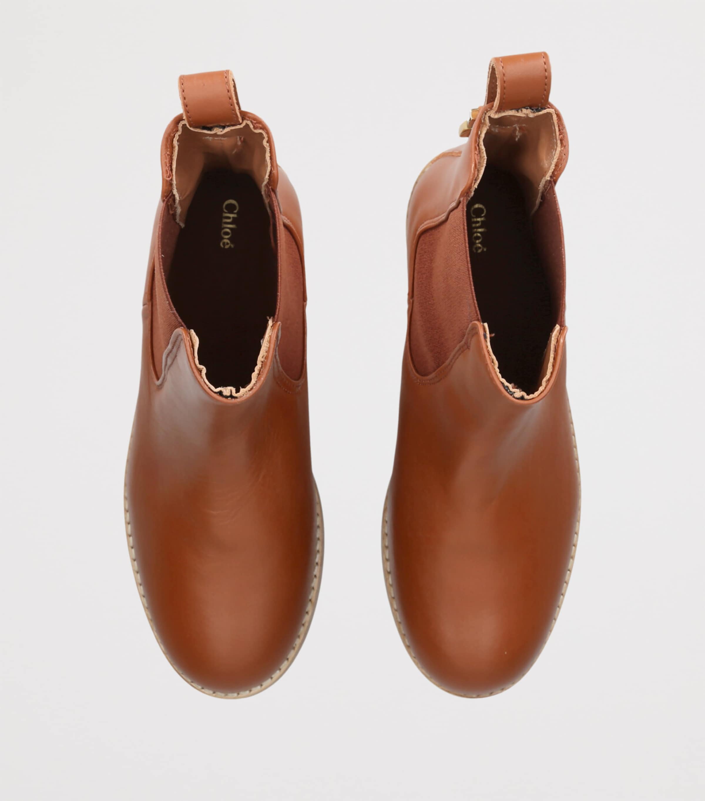Leather Monogram Chelsea Boots BROWN Image 4