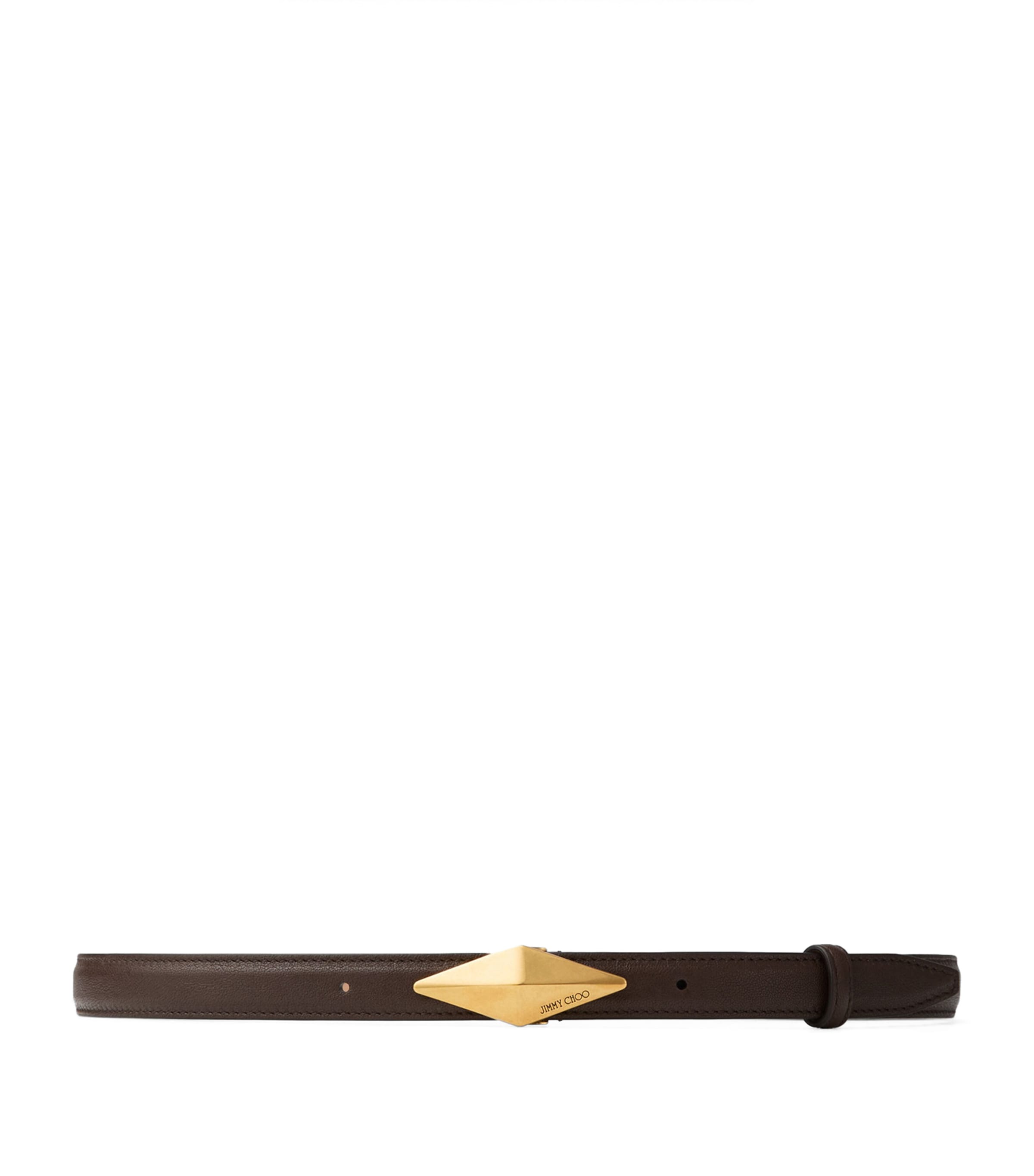 Jimmy Choo Leather Diamond Clasp Belt In Brown