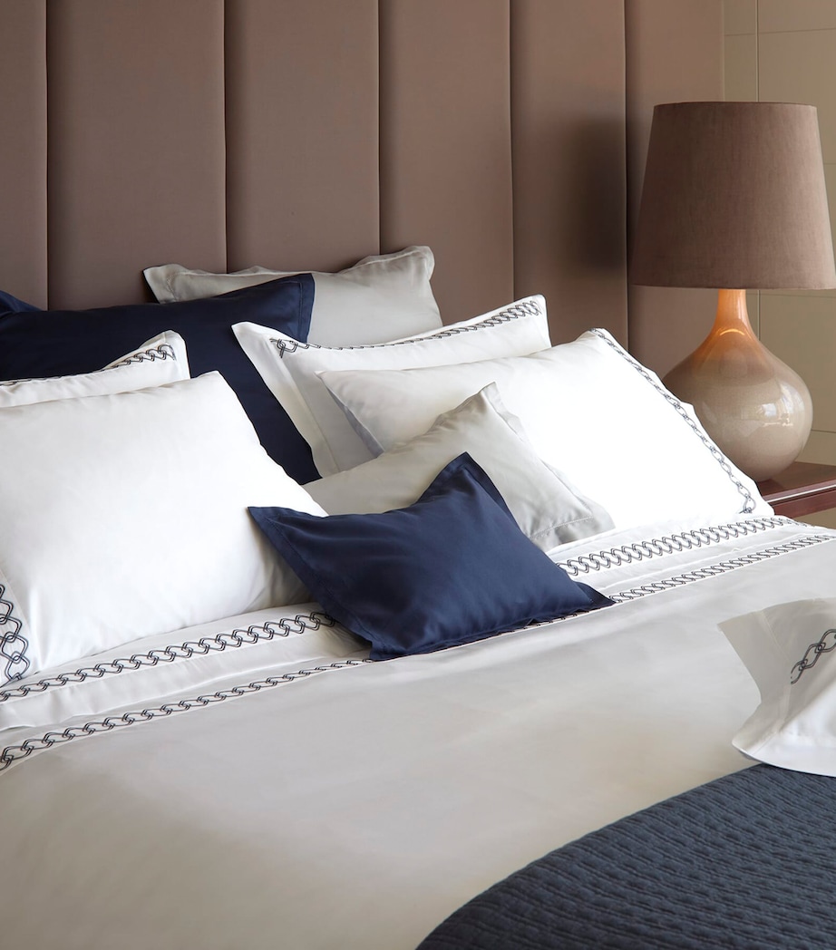 Cotton Ornato Super King Duvet Cover Set WHITE/MIDNIGHT Image 1