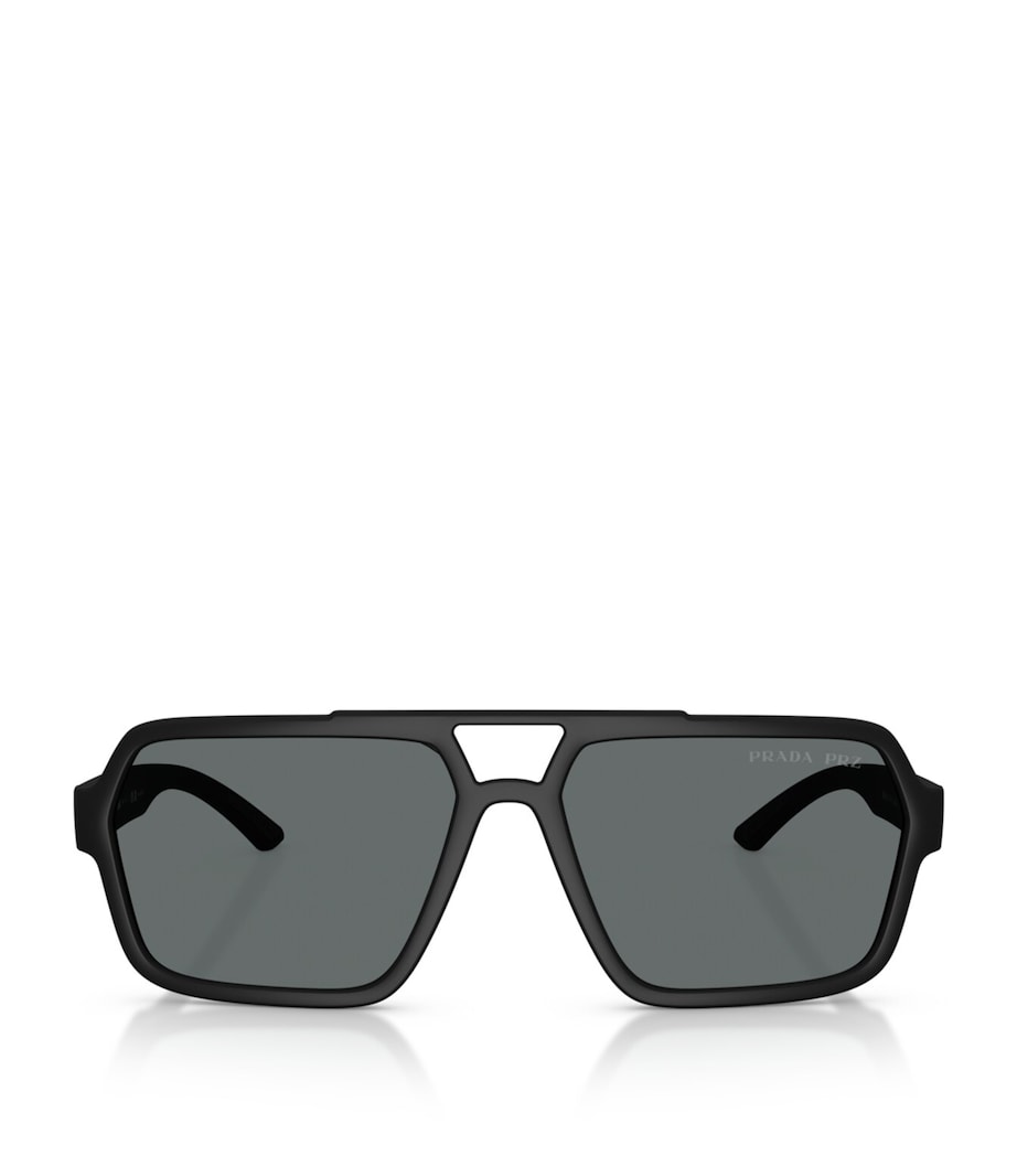Prada Linea Rossa Injected PRA06S Aviator Sunglasses Black Image 1