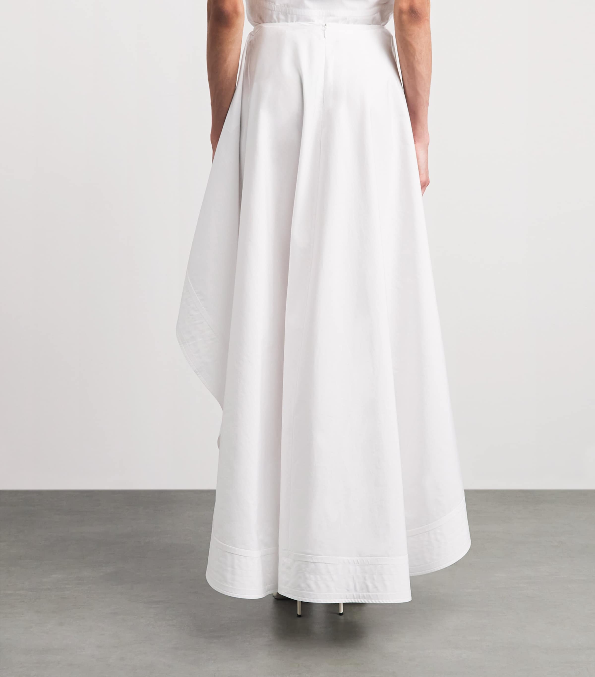 Stella McCartney Womens Cotton Poplin Asymmetric High-Low Skirt Pure White Image 5