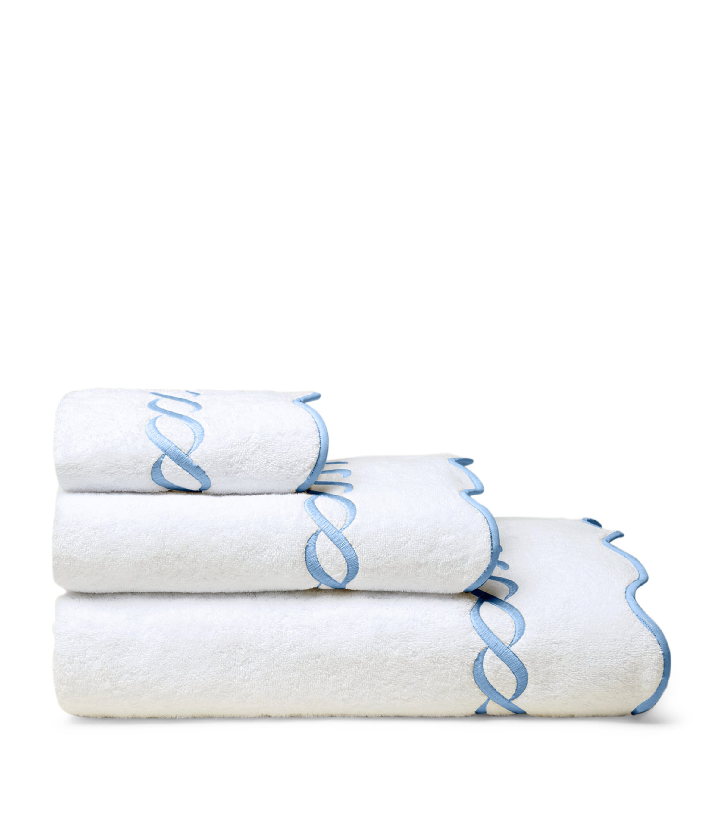 Cotton Treccia Bath Towel (75cm x 150cm) WHT/MEDIUM BLUE Image 2