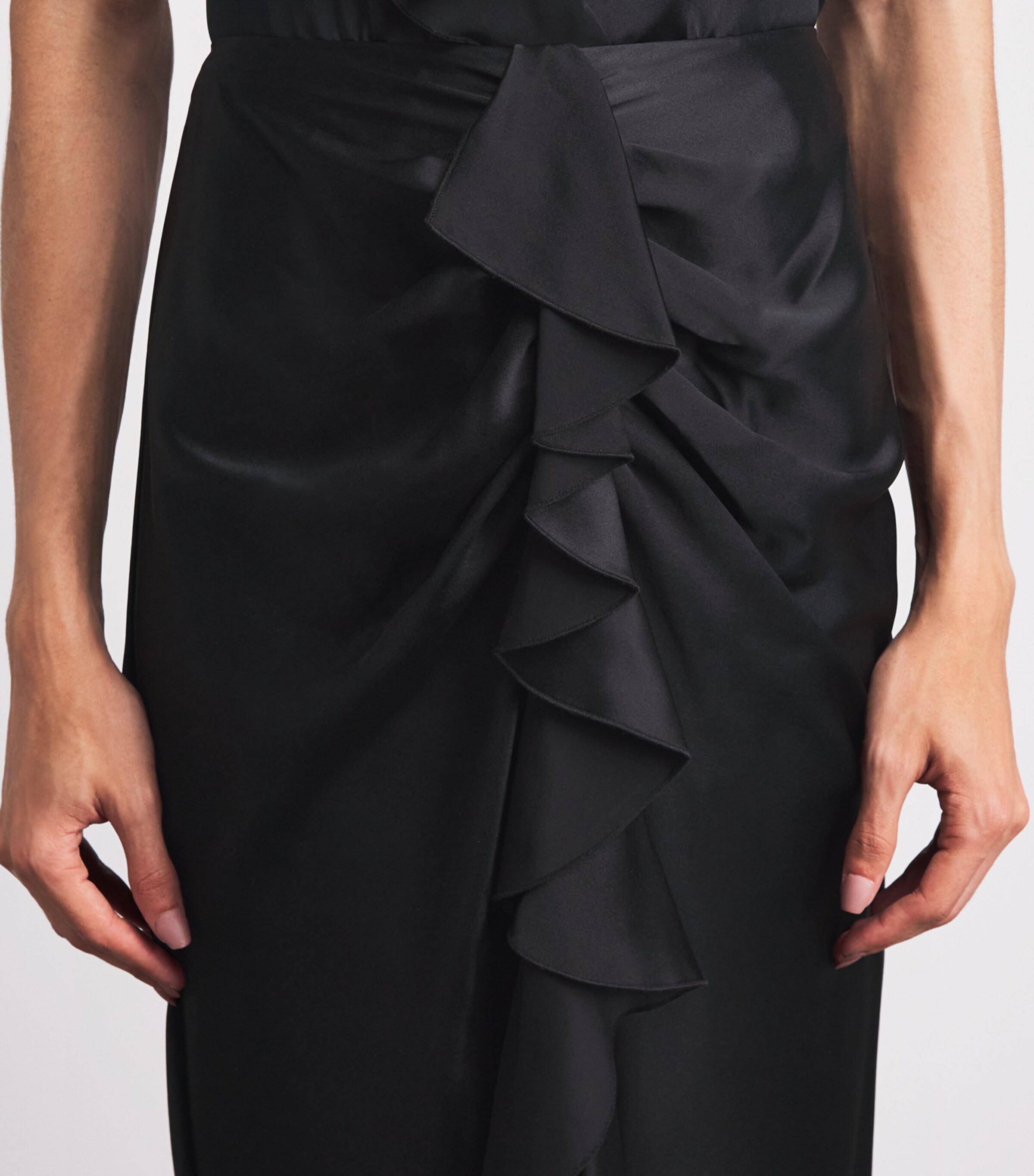 Cinq A Sept Womens Silk Cynthia Midi Skirt Black Image 3