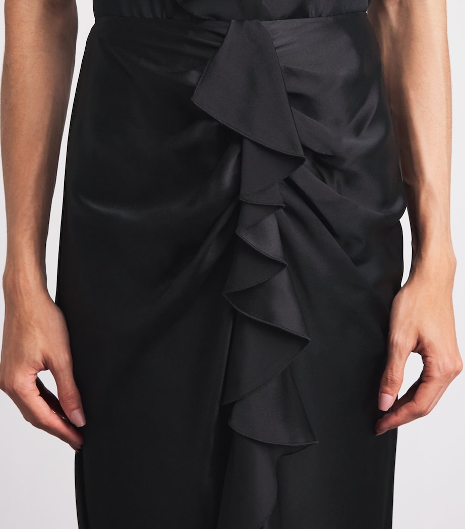 Cinq A Sept Womens Silk Cynthia Midi Skirt Black Image 3