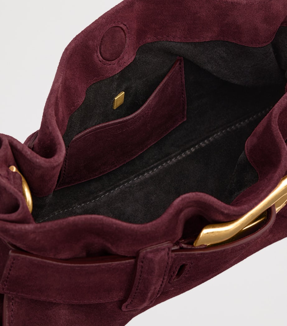 Balmain Mini Suede Anthem Shoulder Bag Lie De Vin Image 9