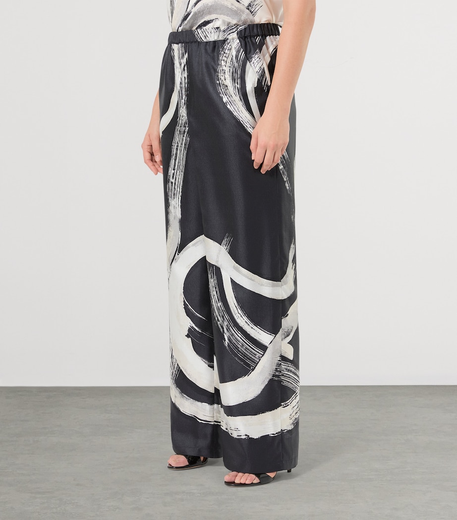 Marina Rinaldi Womens Silk Printed Trousers Black White Image 3