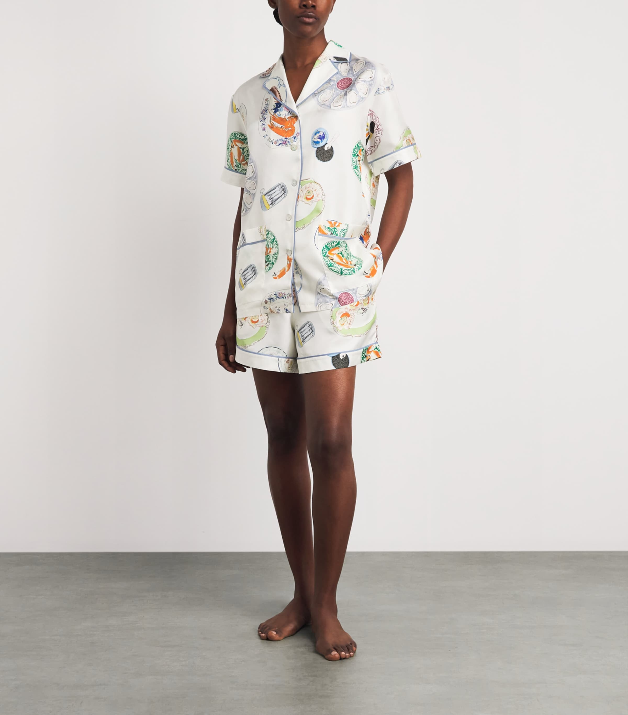 Olivia von Halle Womens Silk Seafood Ingo Pyjama Set Cordoba Image 2
