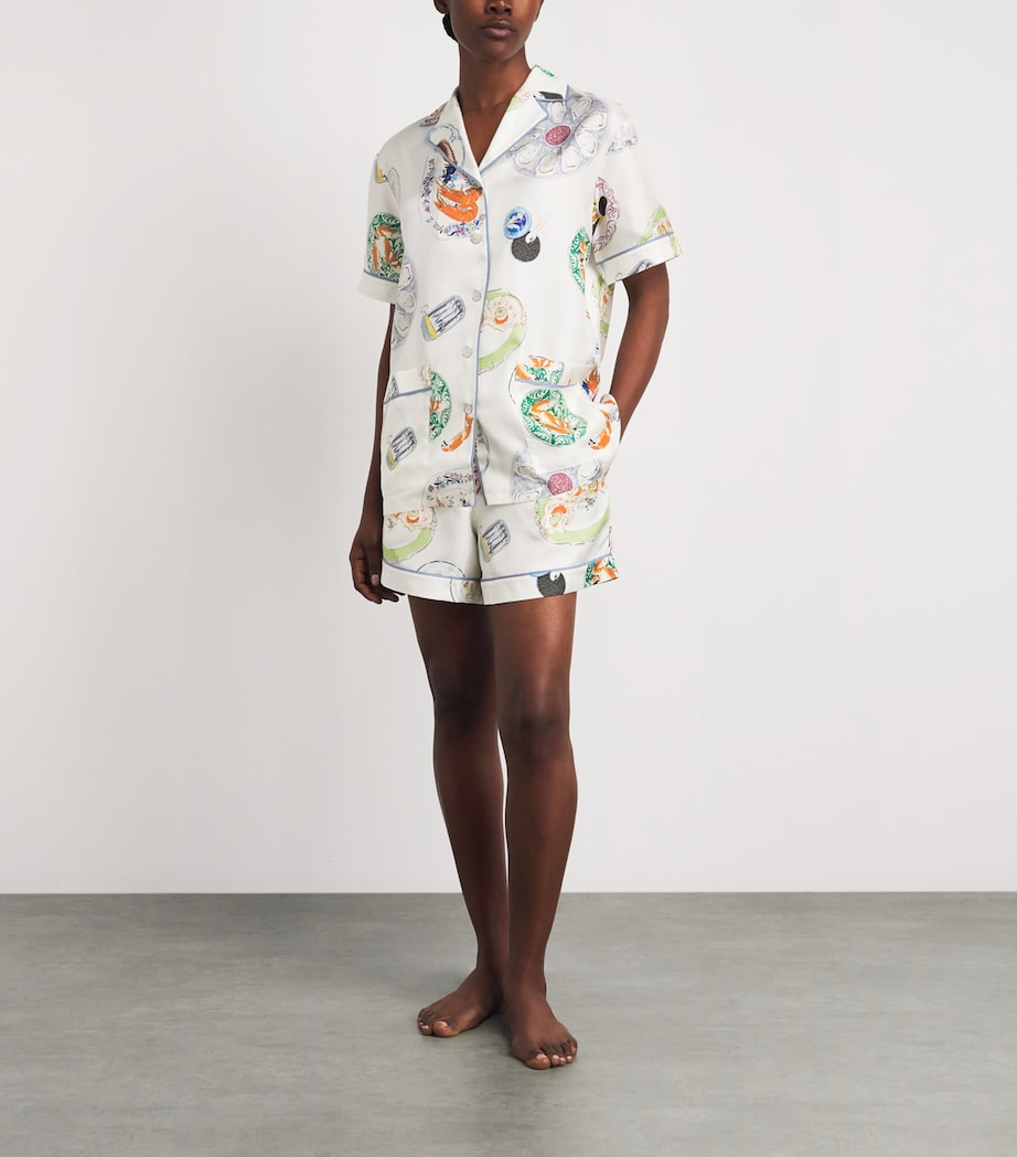 Olivia von Halle Womens Silk Seafood Ingo Pyjama Set Cordoba Image 2