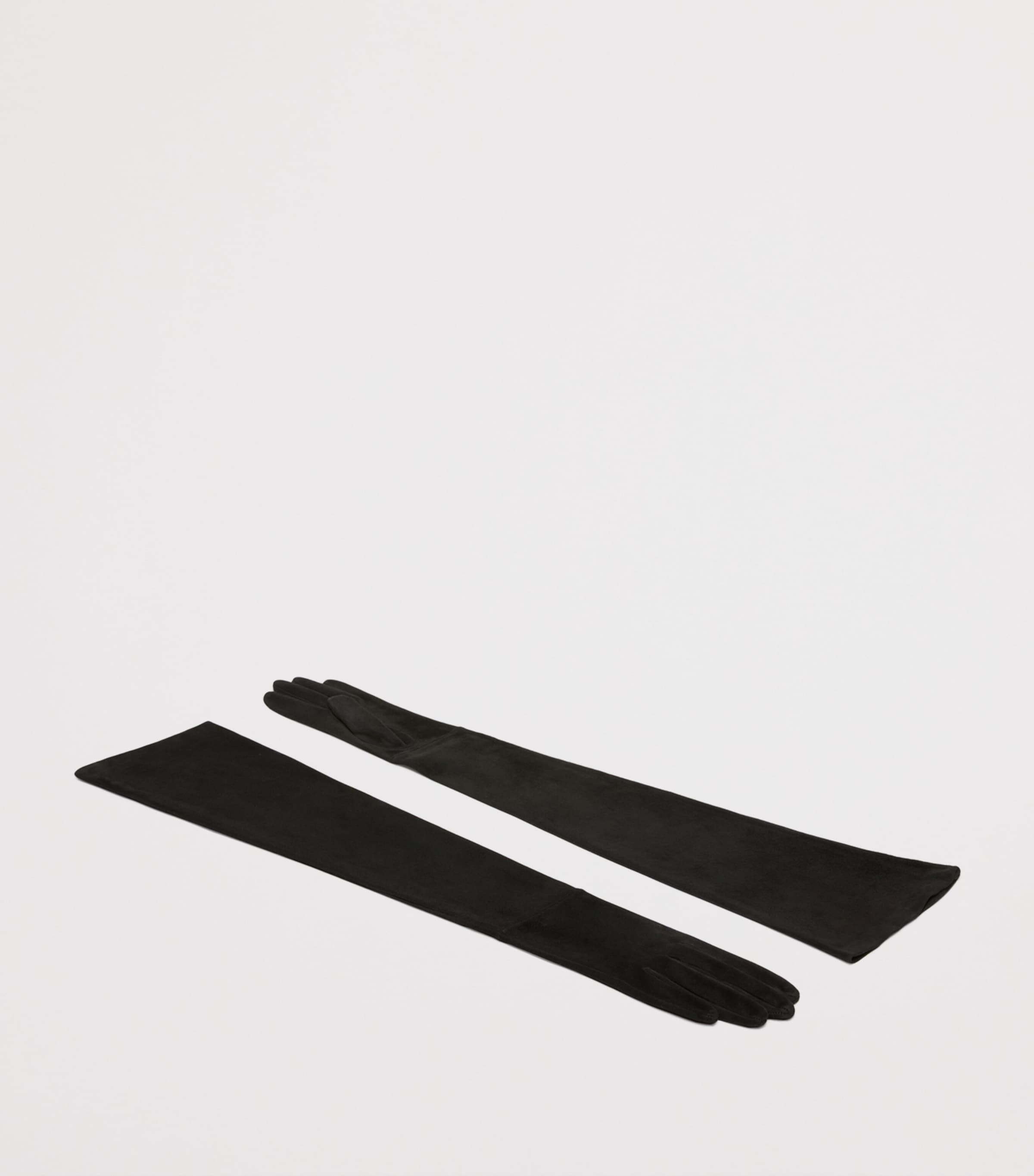 Max Mara Lamb Suede Long Gloves Medium Grey Image 2