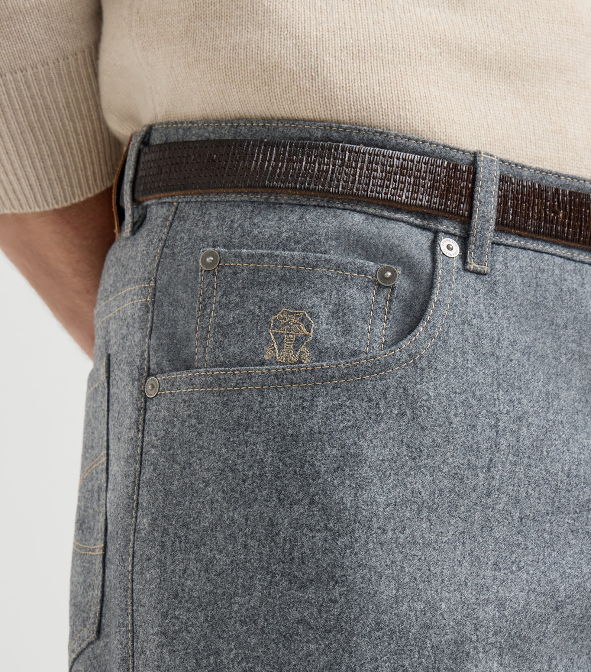 Brunello Cucinelli Mens Virgin Wool Flannel Tailored Trousers Image 6