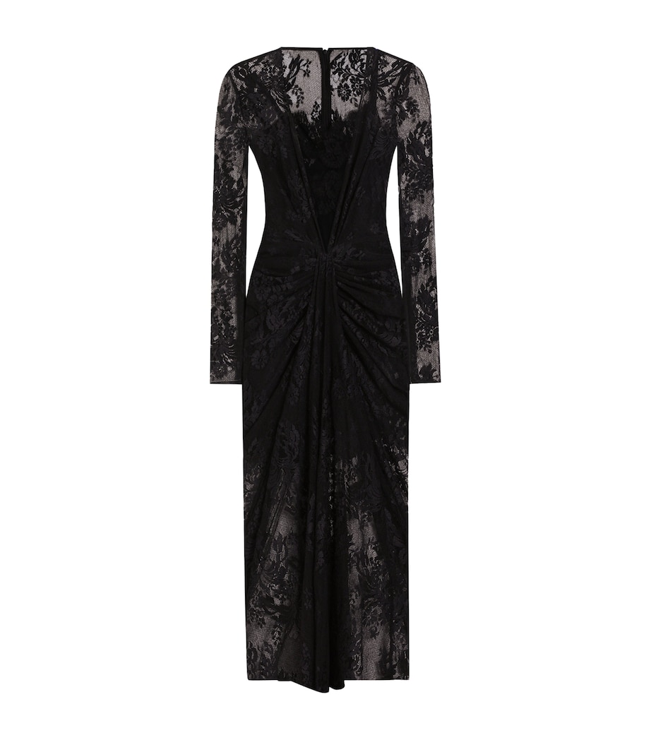 Lace Gathered Midi Dress N0000-BLACK Image 1
