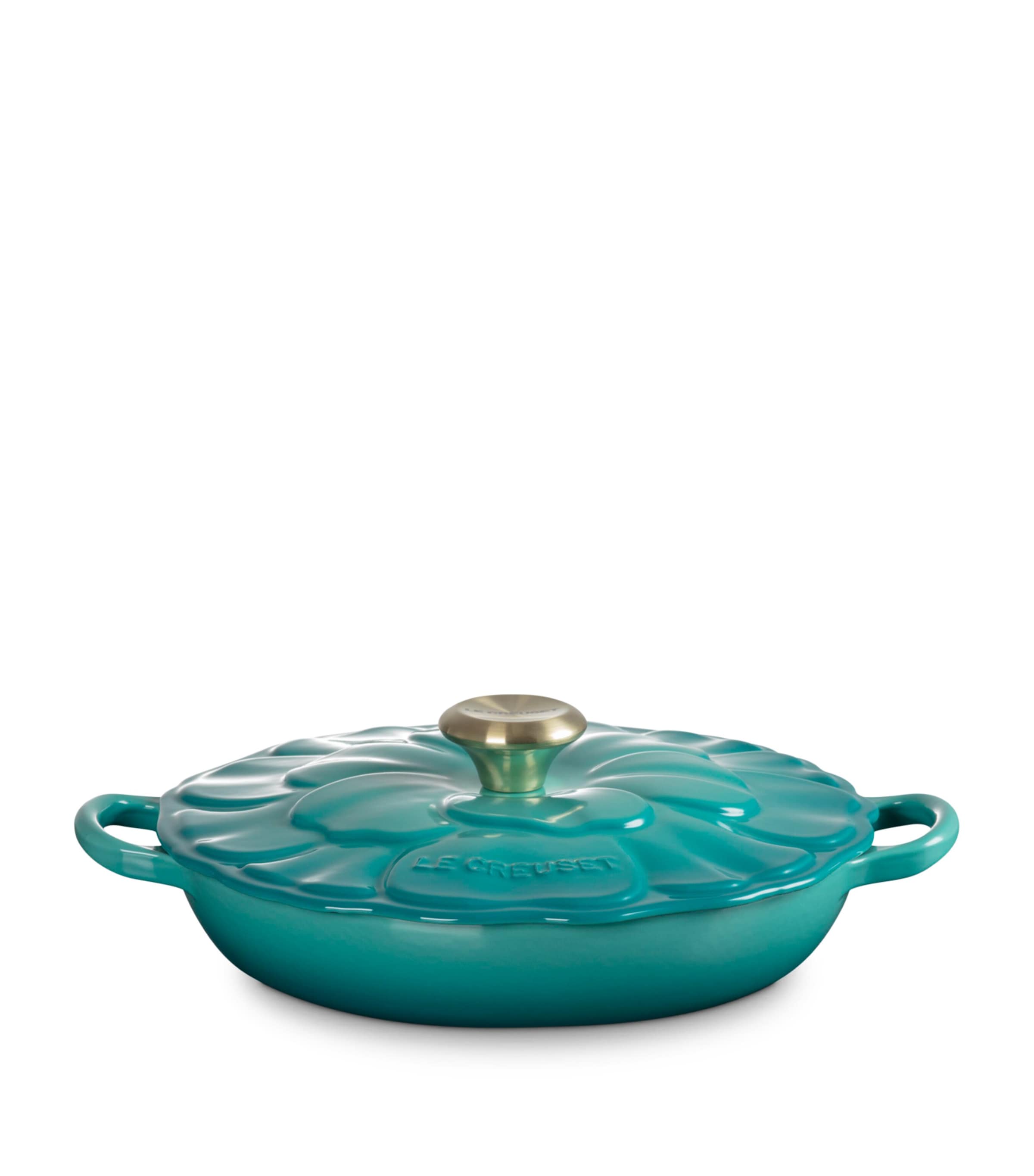 Le Creuset Cast Iron Petal Shallow Casserole Dish (26cm) Bleu Riviera Image 1