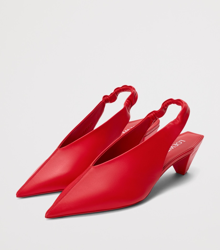 LOEWE Lambskin Origami Cubic Slingback Pumps 45 Red Image 2