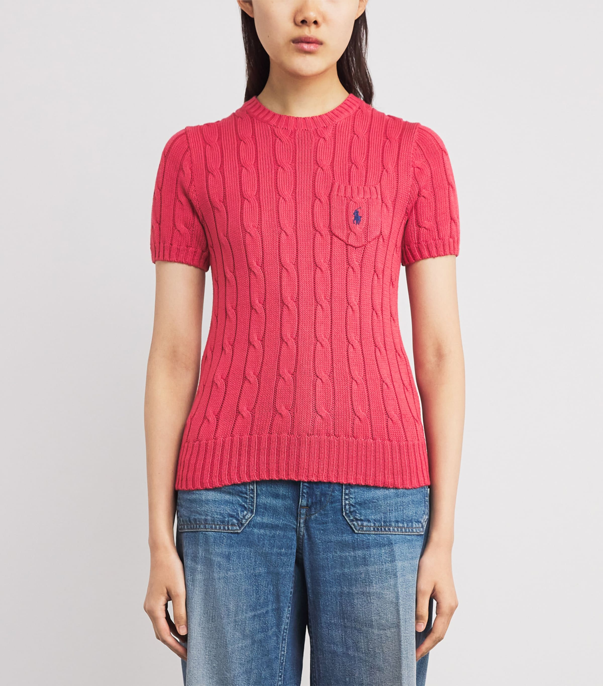 Cotton Cable-Knit Sweater NANTUCKET RED Image 3