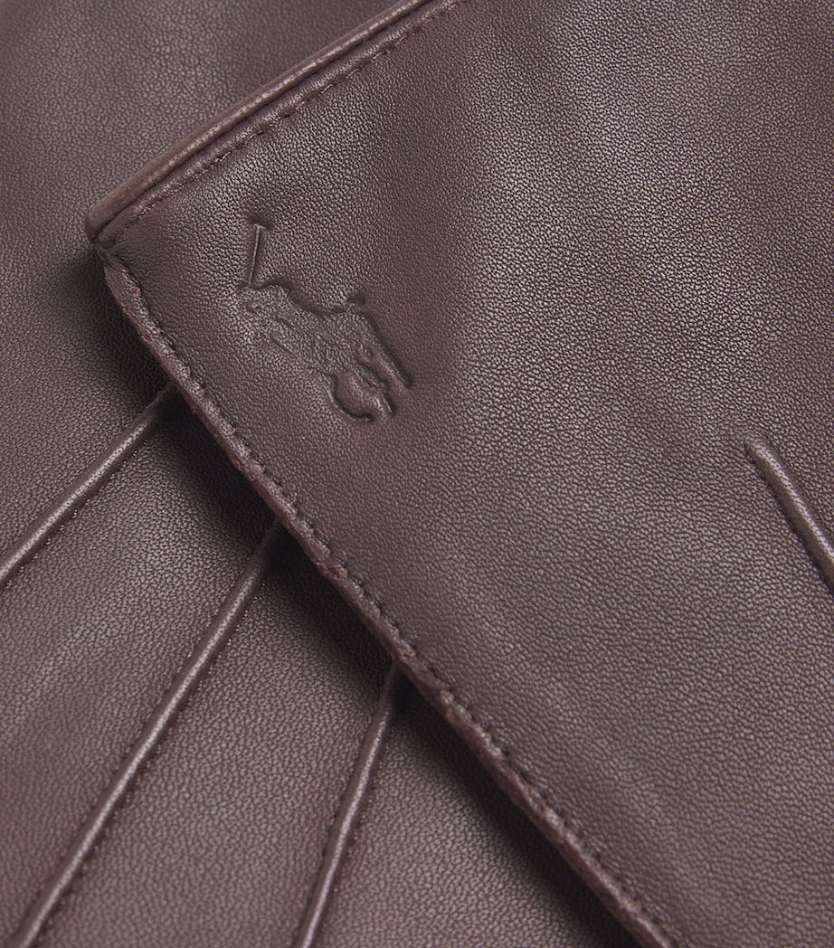 Leather Touch Screen Gloves DARK BROWN Image 2