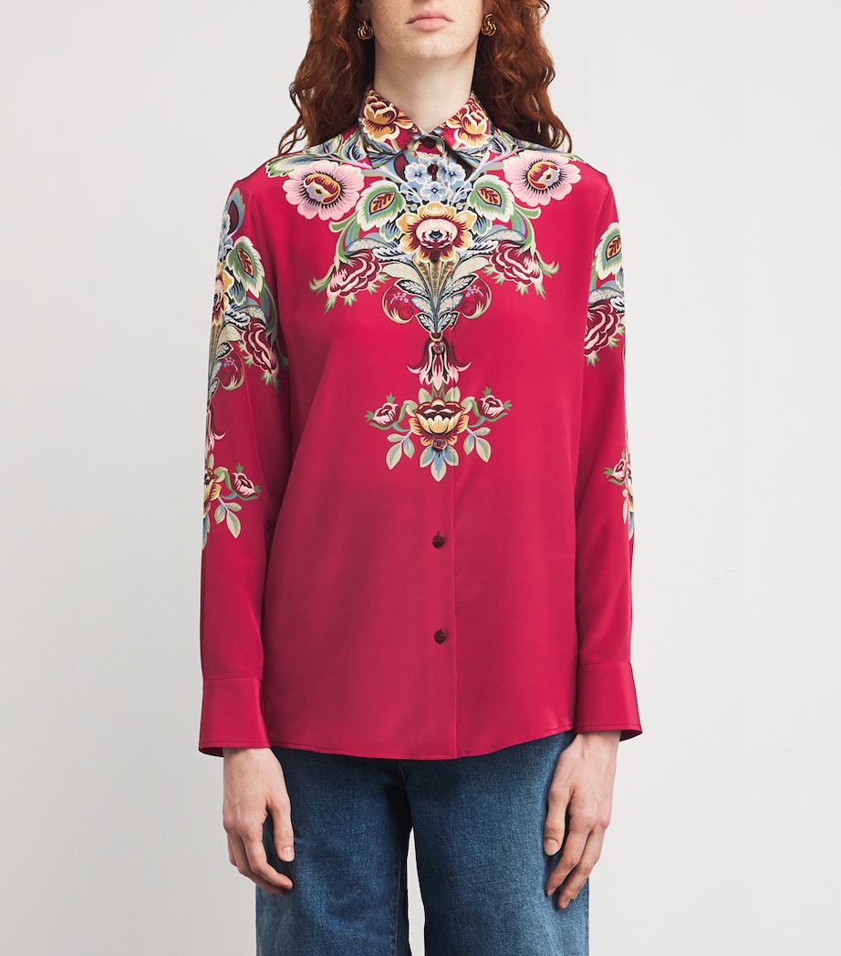Silk Floral-Collar Shirt X0865 Image 3