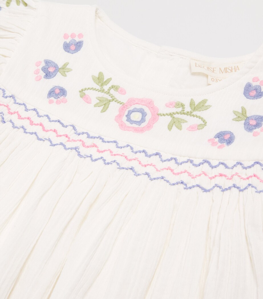 Louise Misha Cotton Embroidered Ana Dress (3-10 Years) Off White Image 3