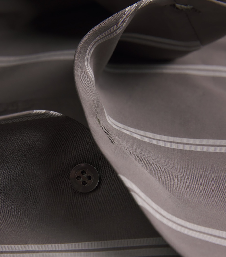 Slim Double Stand-Collar Shirt GREY Image 5