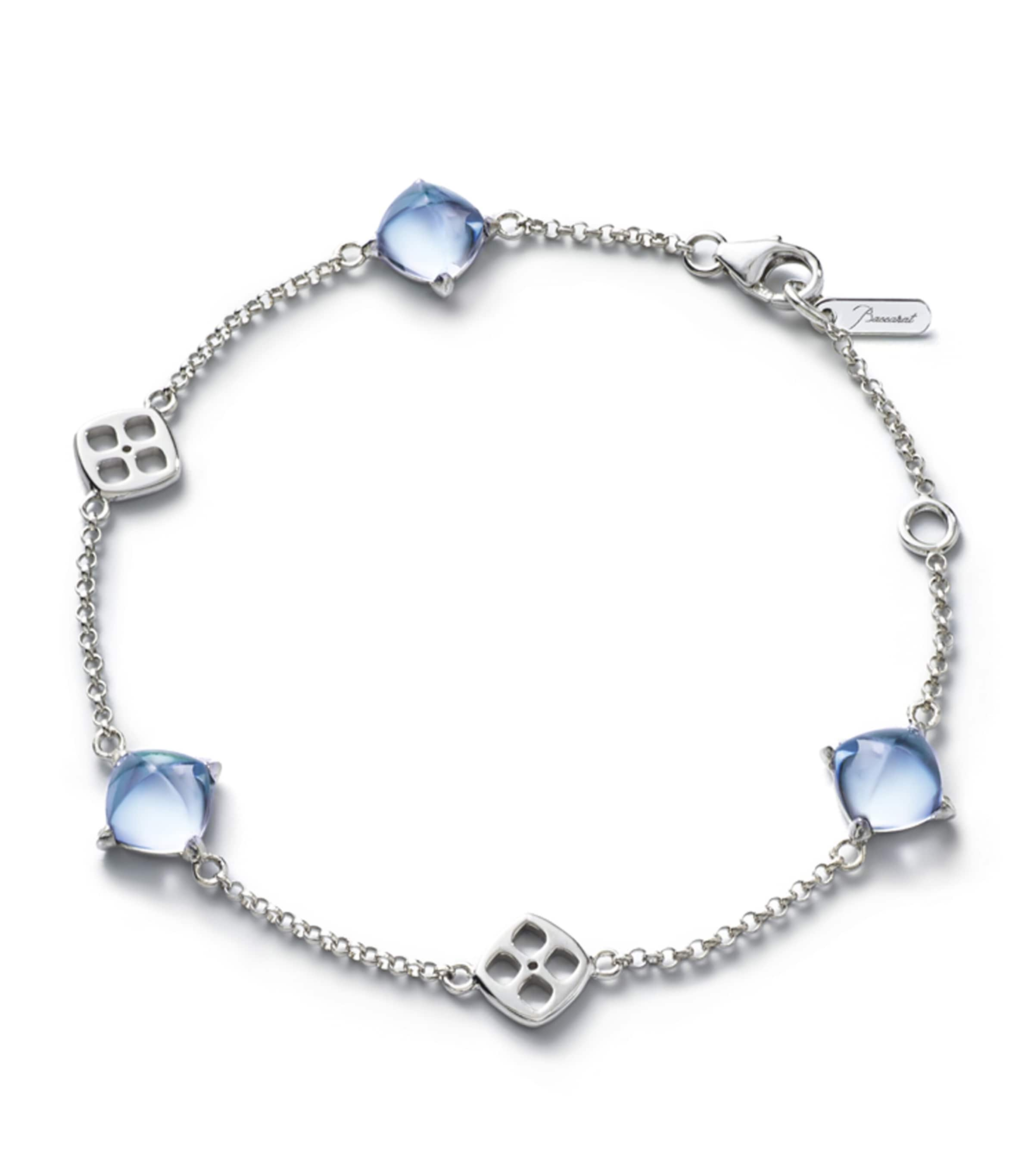 Shop Baccarat Sterling Silver Mini Médicis Aqua Bracelet In Turquoise