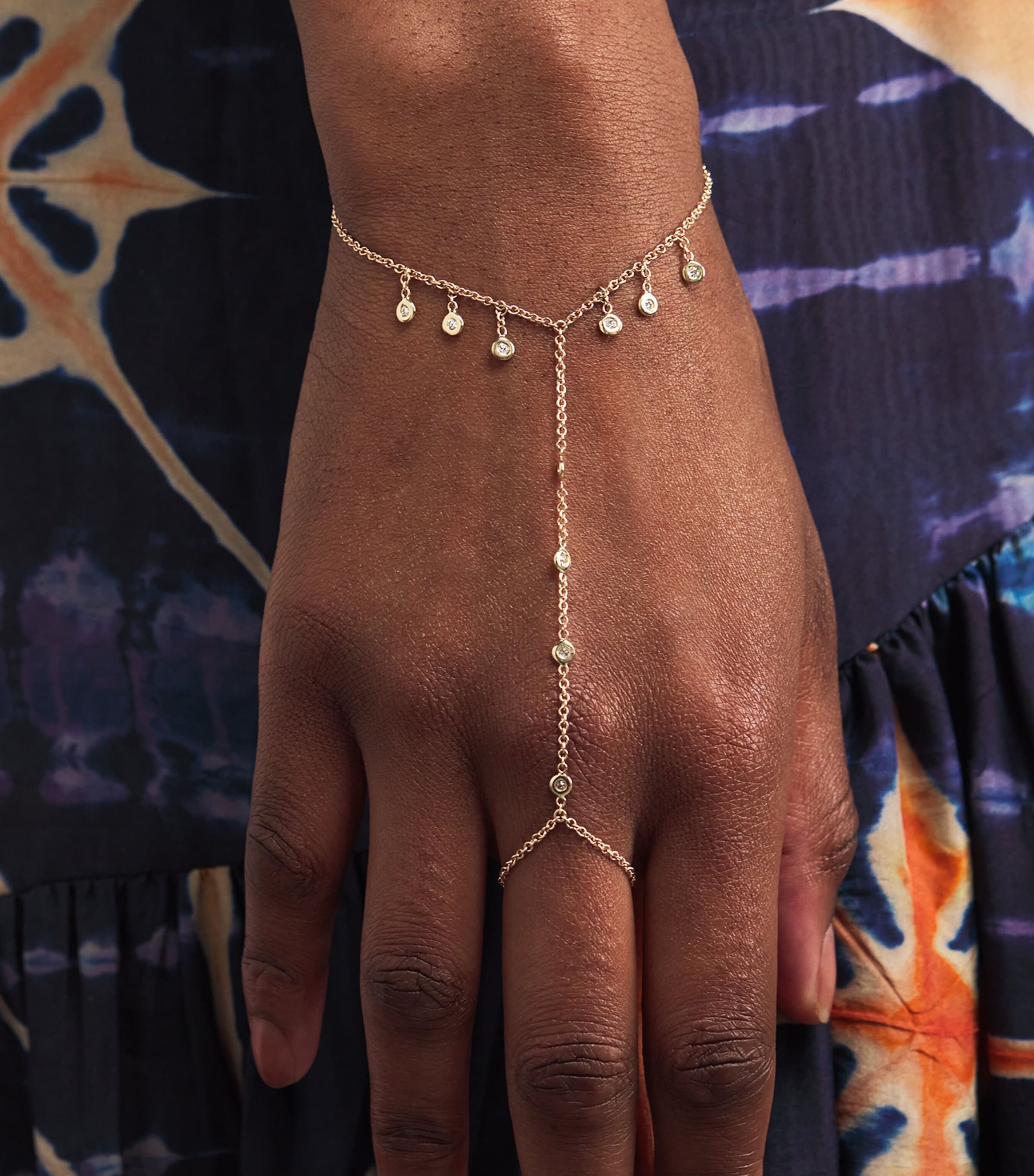 Yellow Gold and Diamond Shaker Finger Bracelet YELLOW GOLD Image 4