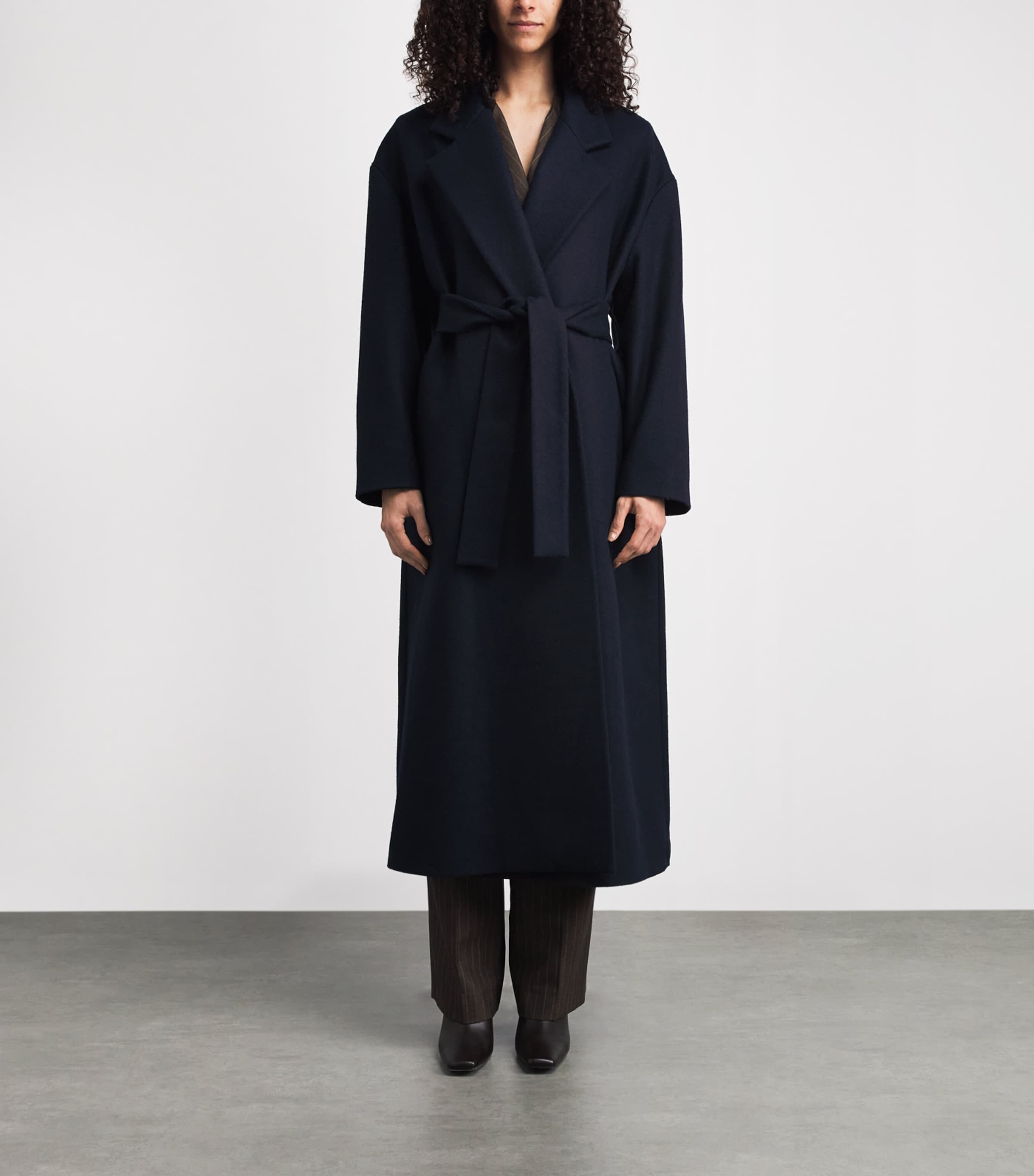 Laura Pitharas Navy Wool Grandad Wrap Coat | Harrods SG