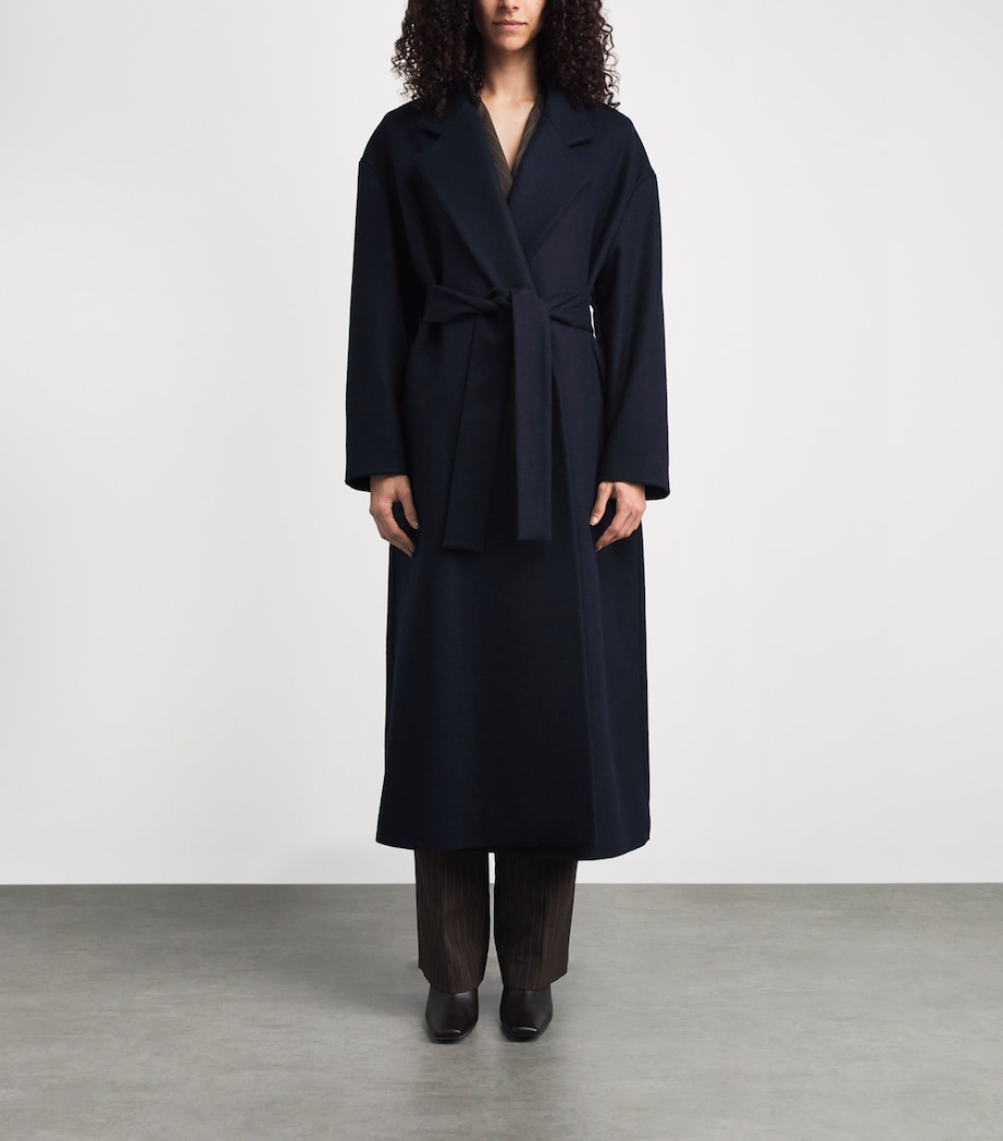 Laura Pitharas Navy Wool Grandad Wrap Coat | Harrods SG