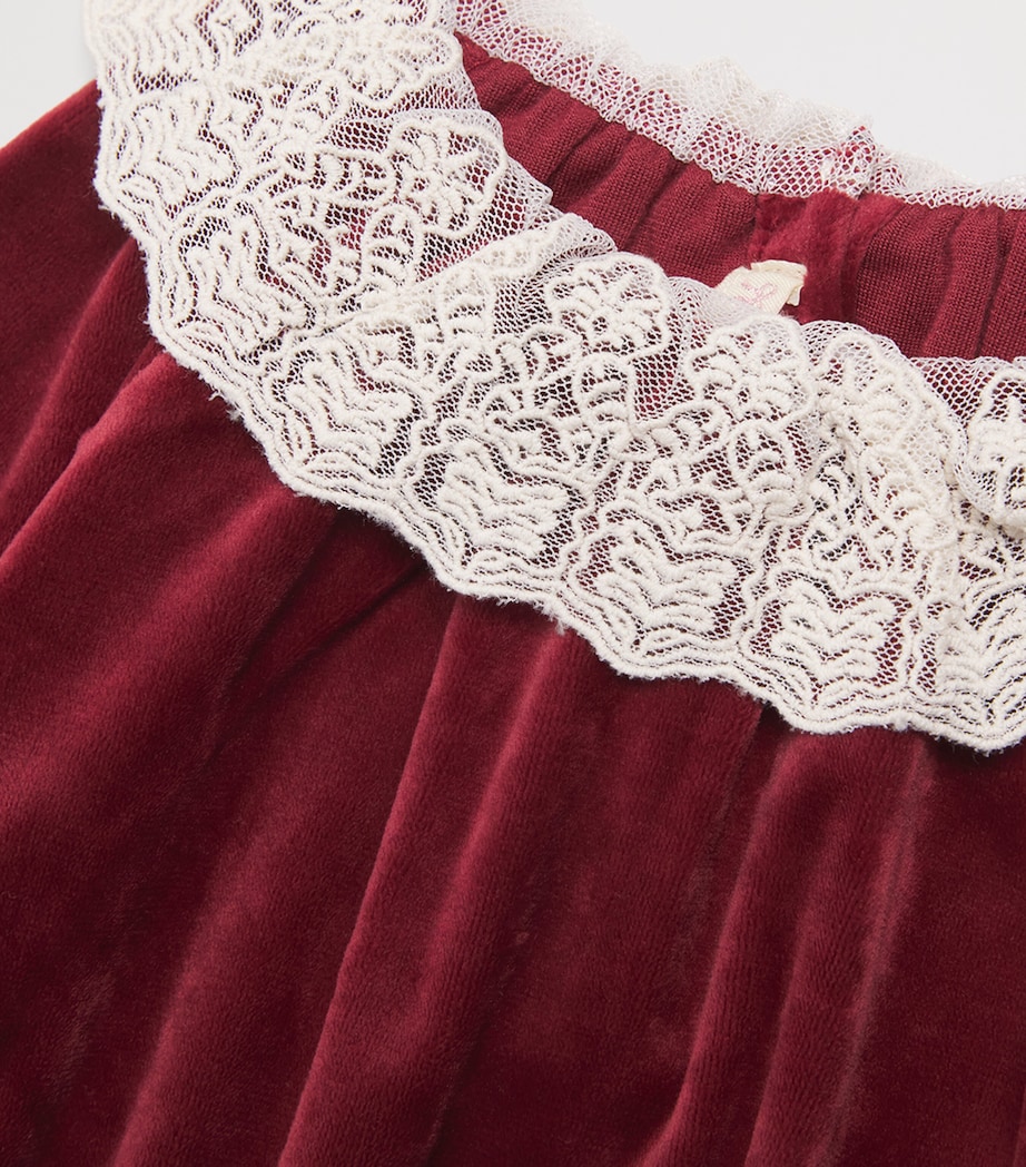 Velour Venola Bodysuit (1-18 Months) S10016 RED DAHLIA Image 3