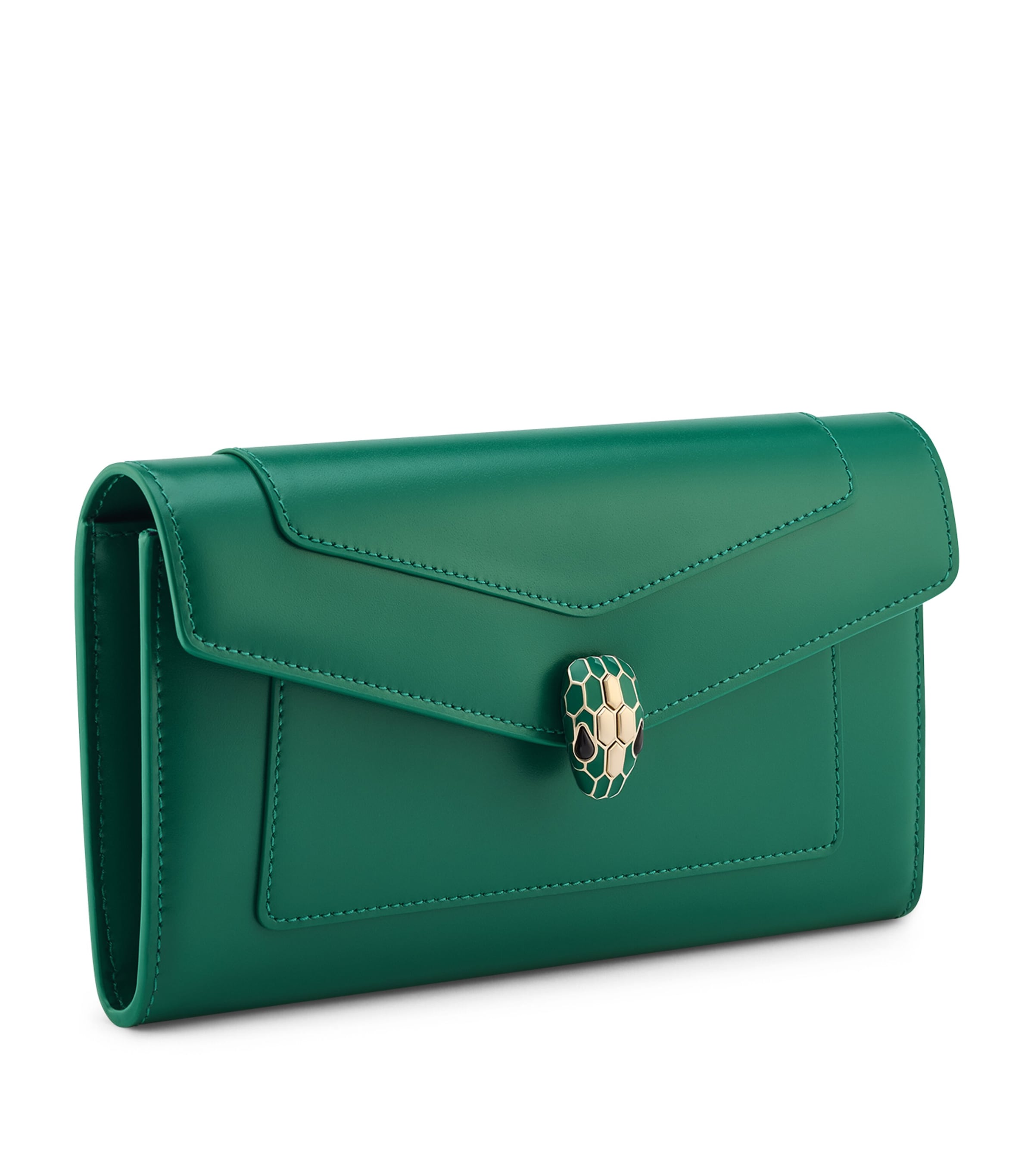 Bvlgari Large Leather Serpenti Forever Wallet Green Image 1