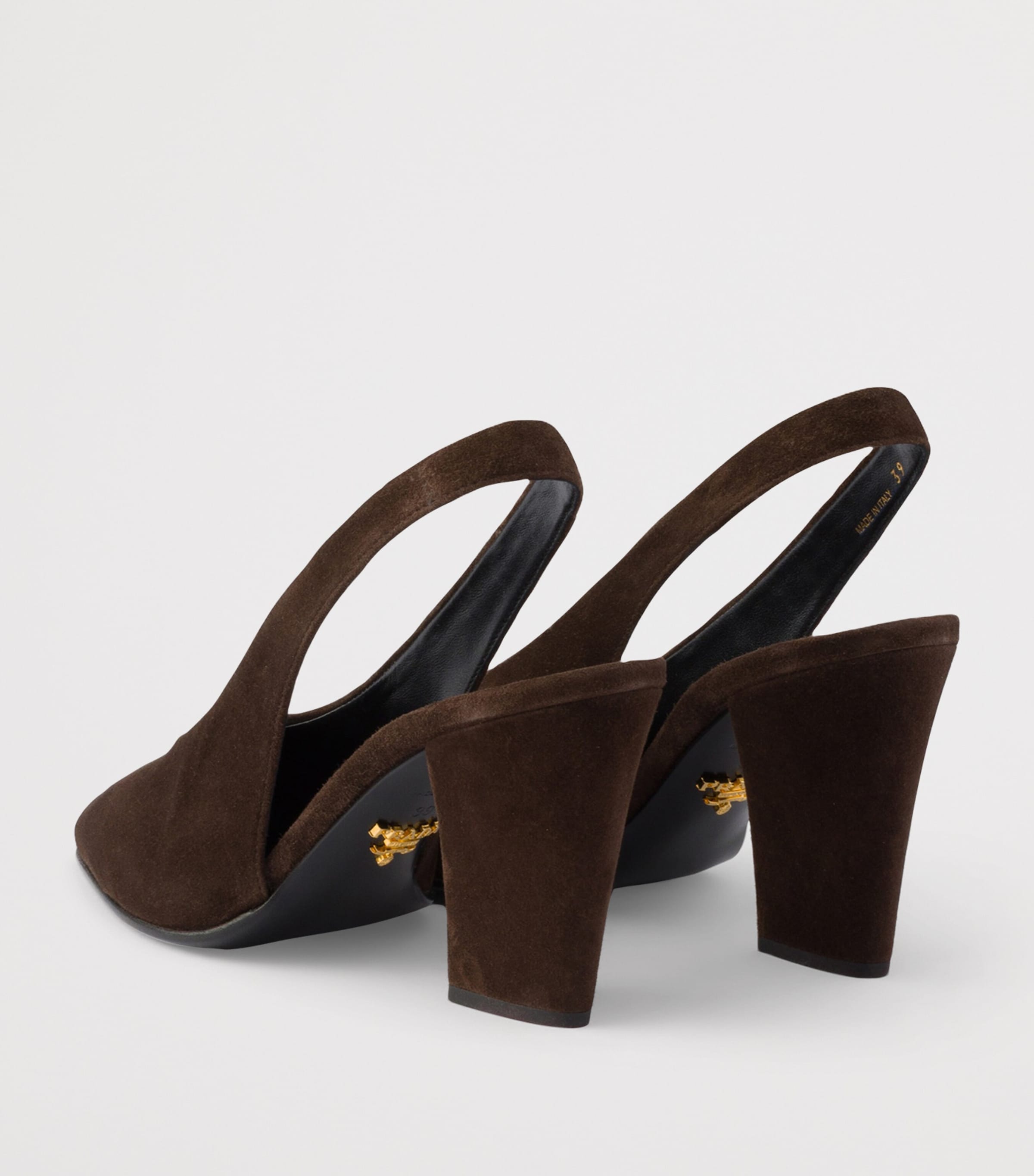 Prada Suede Leather Slingback Pumps 85 Brown Image 4