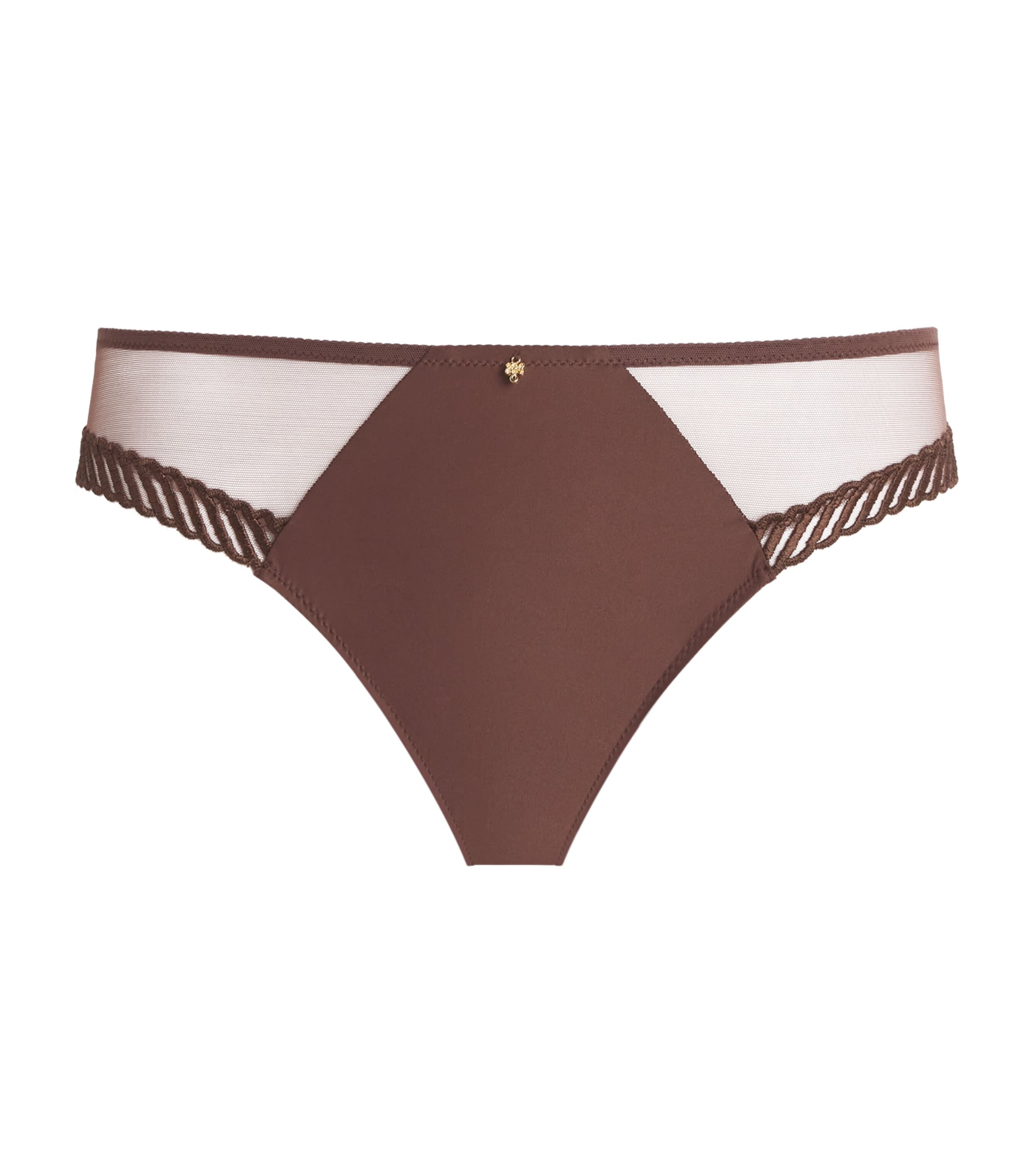 Aubade Womens Sheer Emotion Brazilian Briefs Sepia Image 1