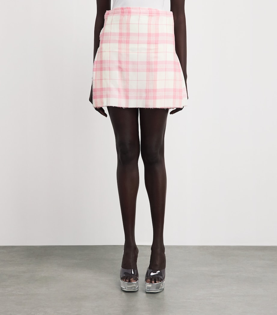 Vivienne Westwood Womens Check Pleated Mini Skirt Ivory/pink Image 5
