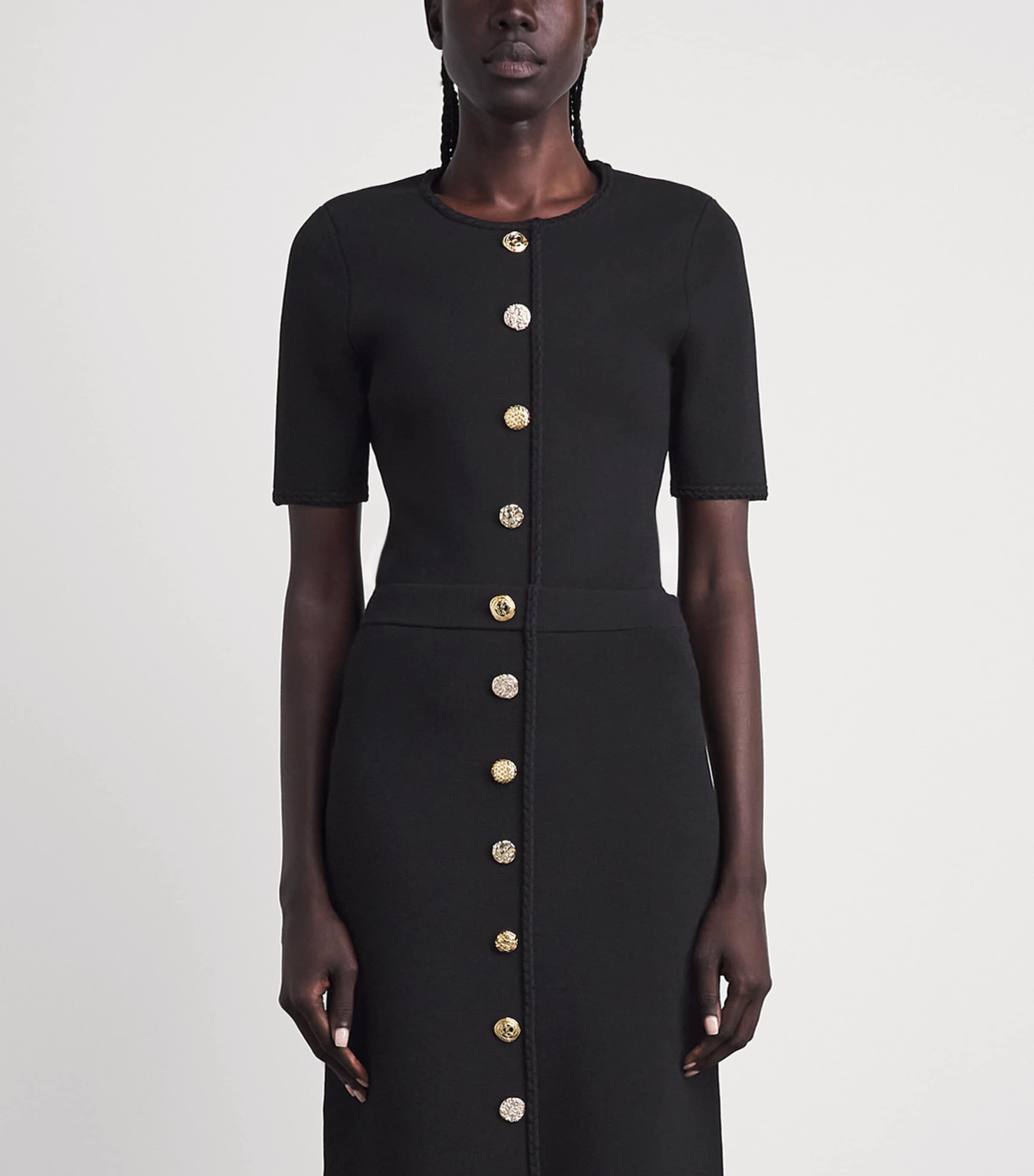 Claudie Pierlot Womens Braid-Detail Knitted Top Black Image 4