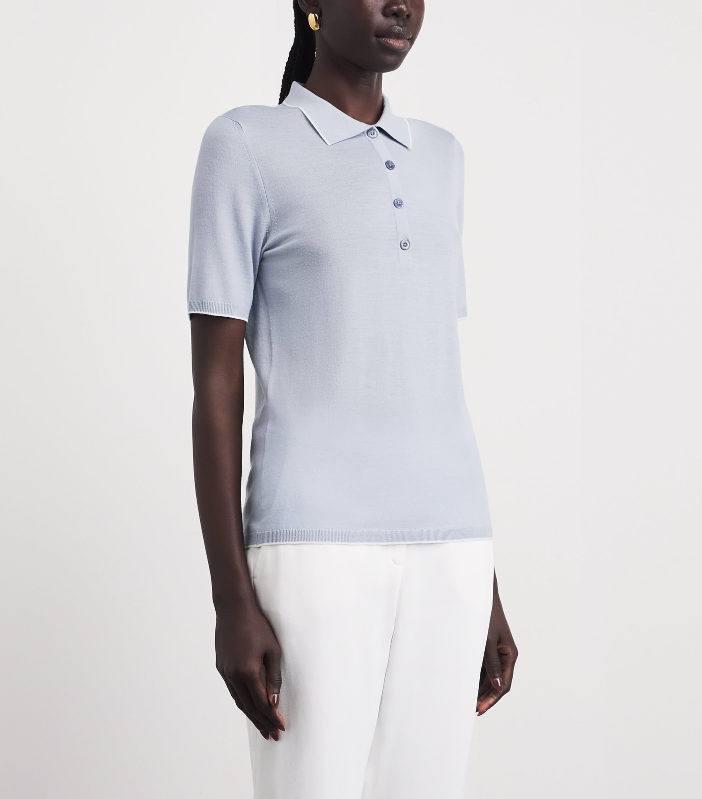 Eleventy Womens Wool Polo Sweater Nuvola, Bianco Image 4