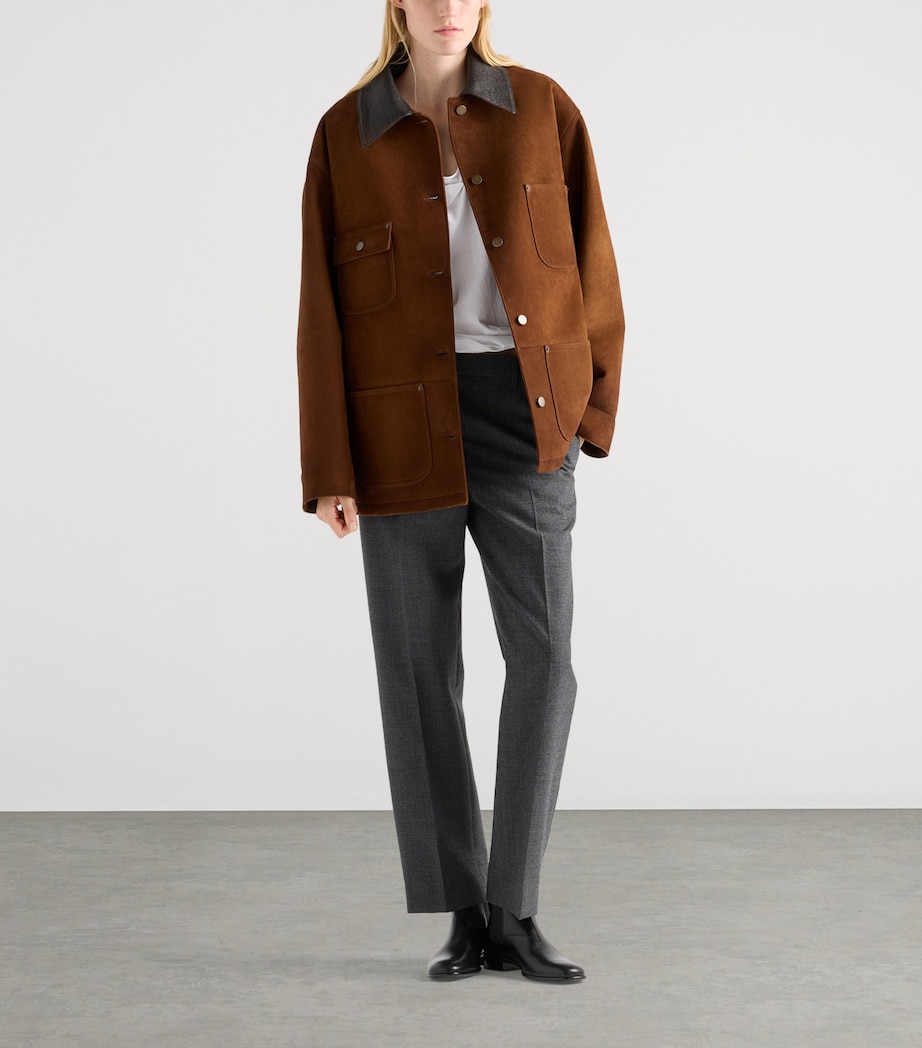 Suede Leather-Collar Jacket F0324 Image 2