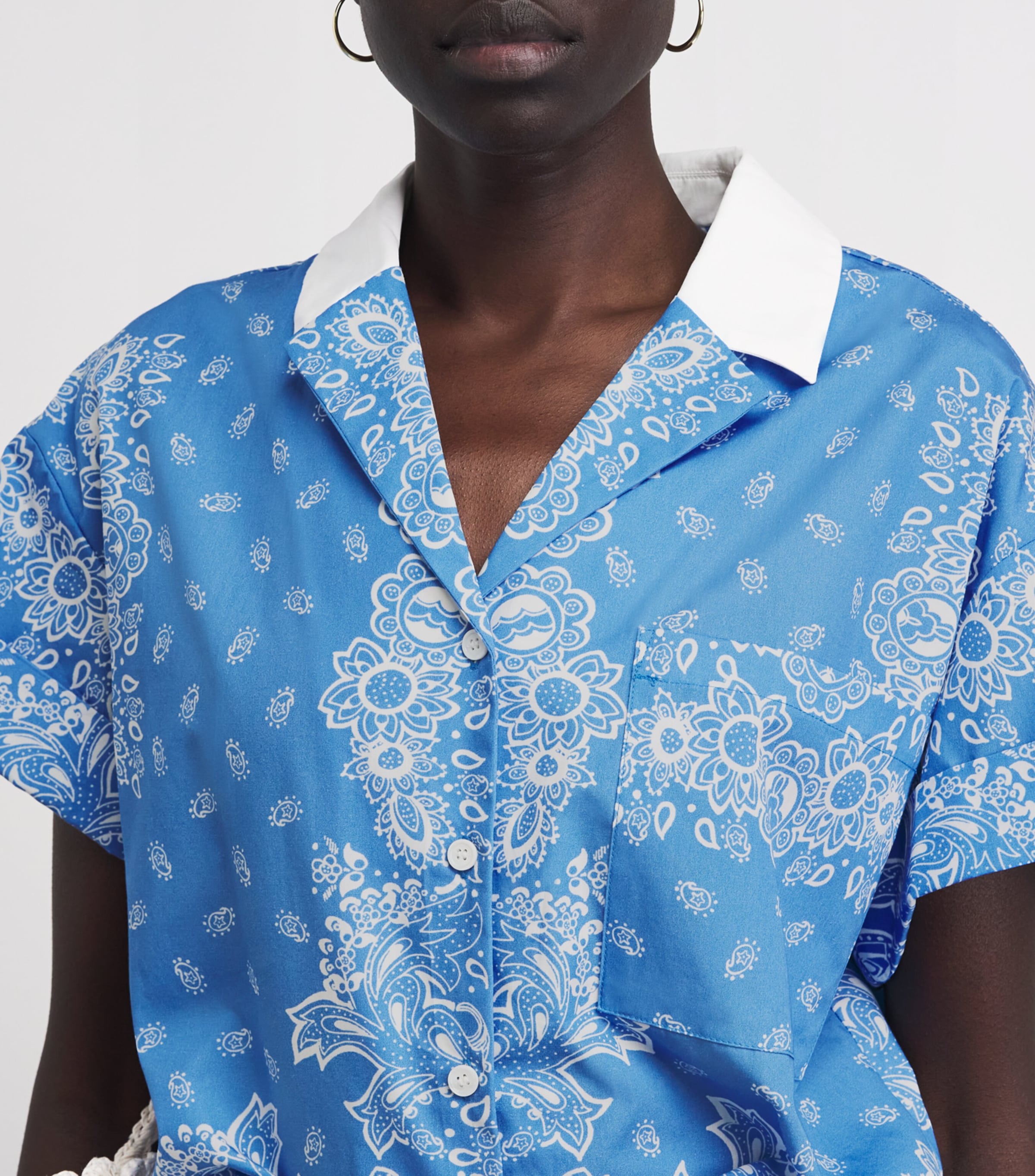 Maje Womens Cotton Printed Shirt Sky Blue Bandana Image 3