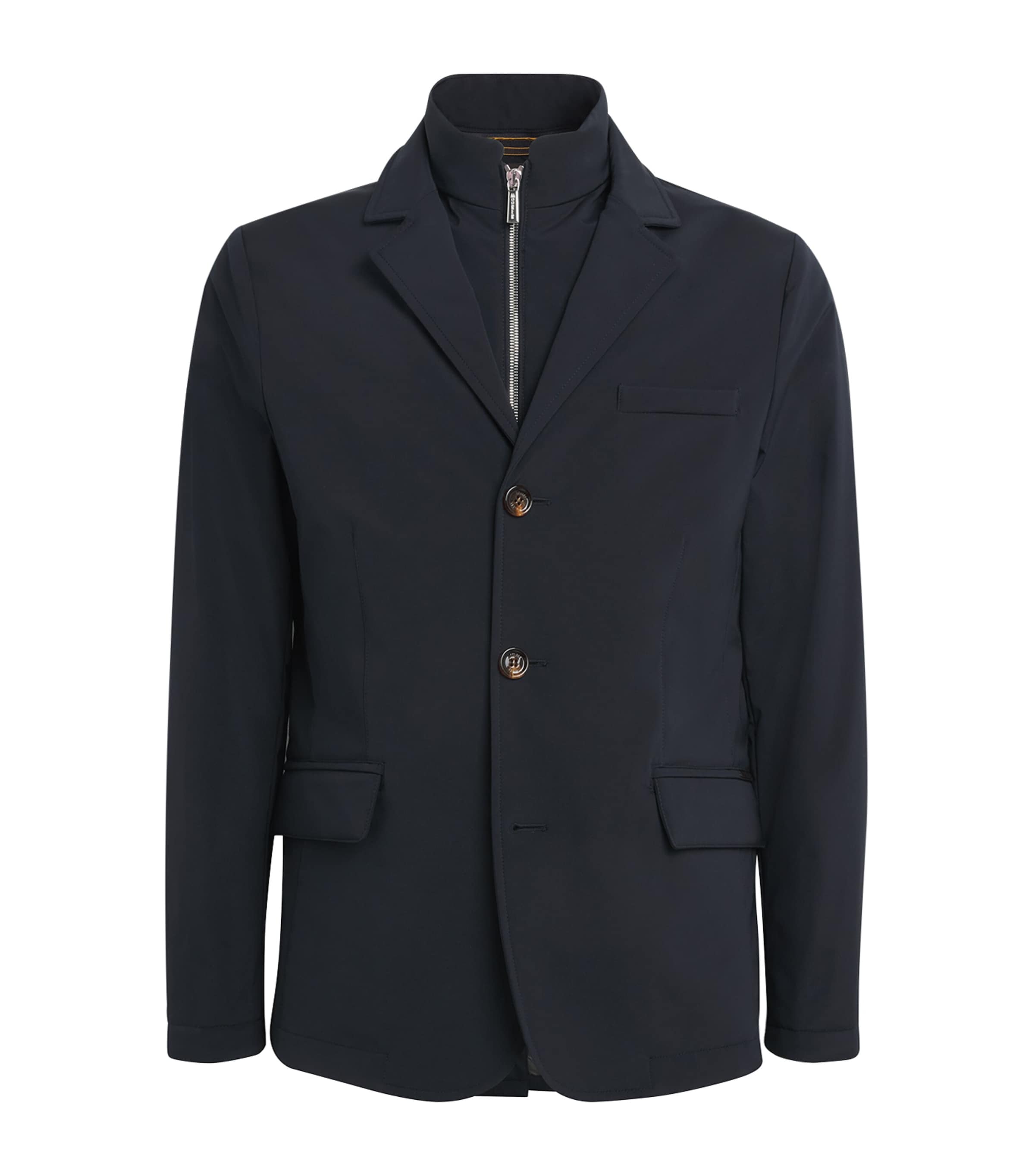 Moorer Mens Layered Borromeo Coat Navy Image 1