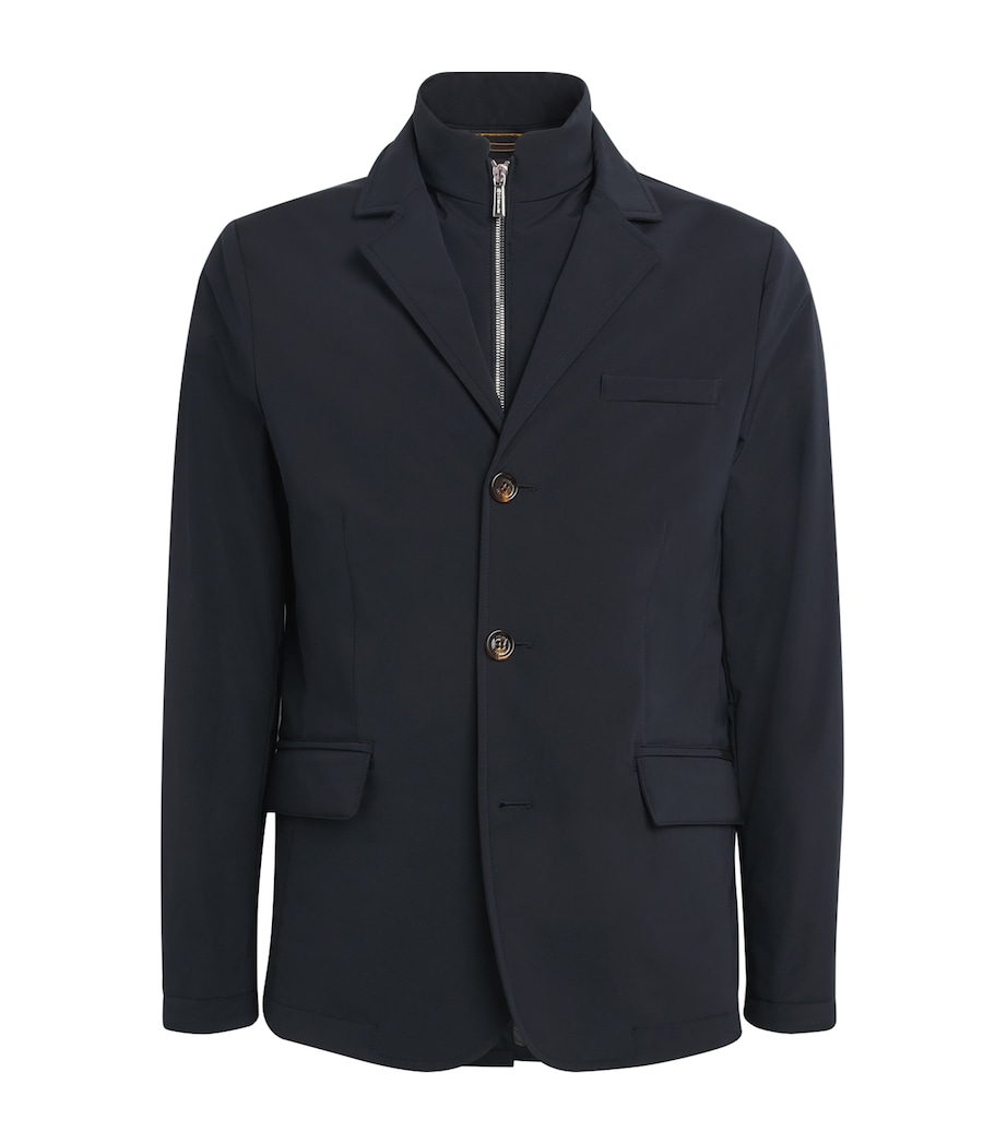 Moorer Mens Layered Borromeo Coat Navy Image 1