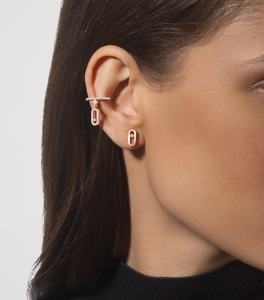 Messika Move Uno Pink Gold and Diamond Stud Earrings Pink Gold Image 2