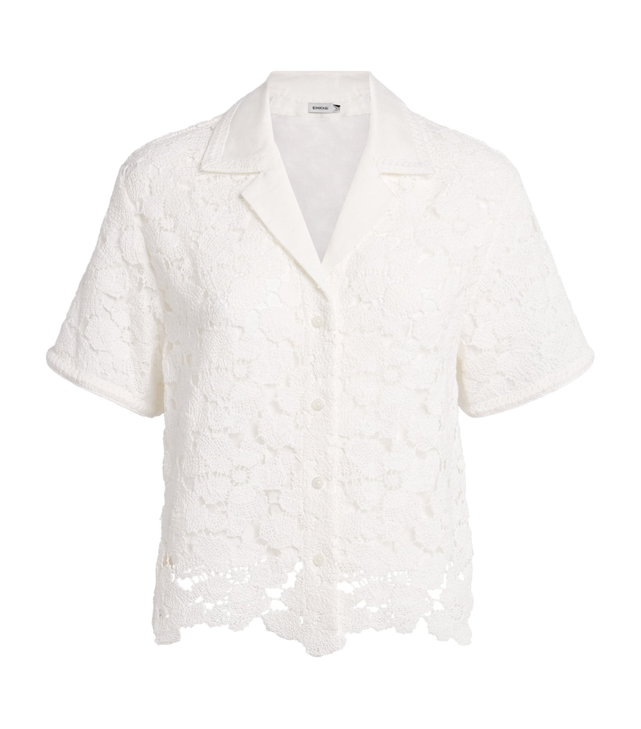 Simkhai Womens Lace Glenn Camp Shirt Ivory Image 1