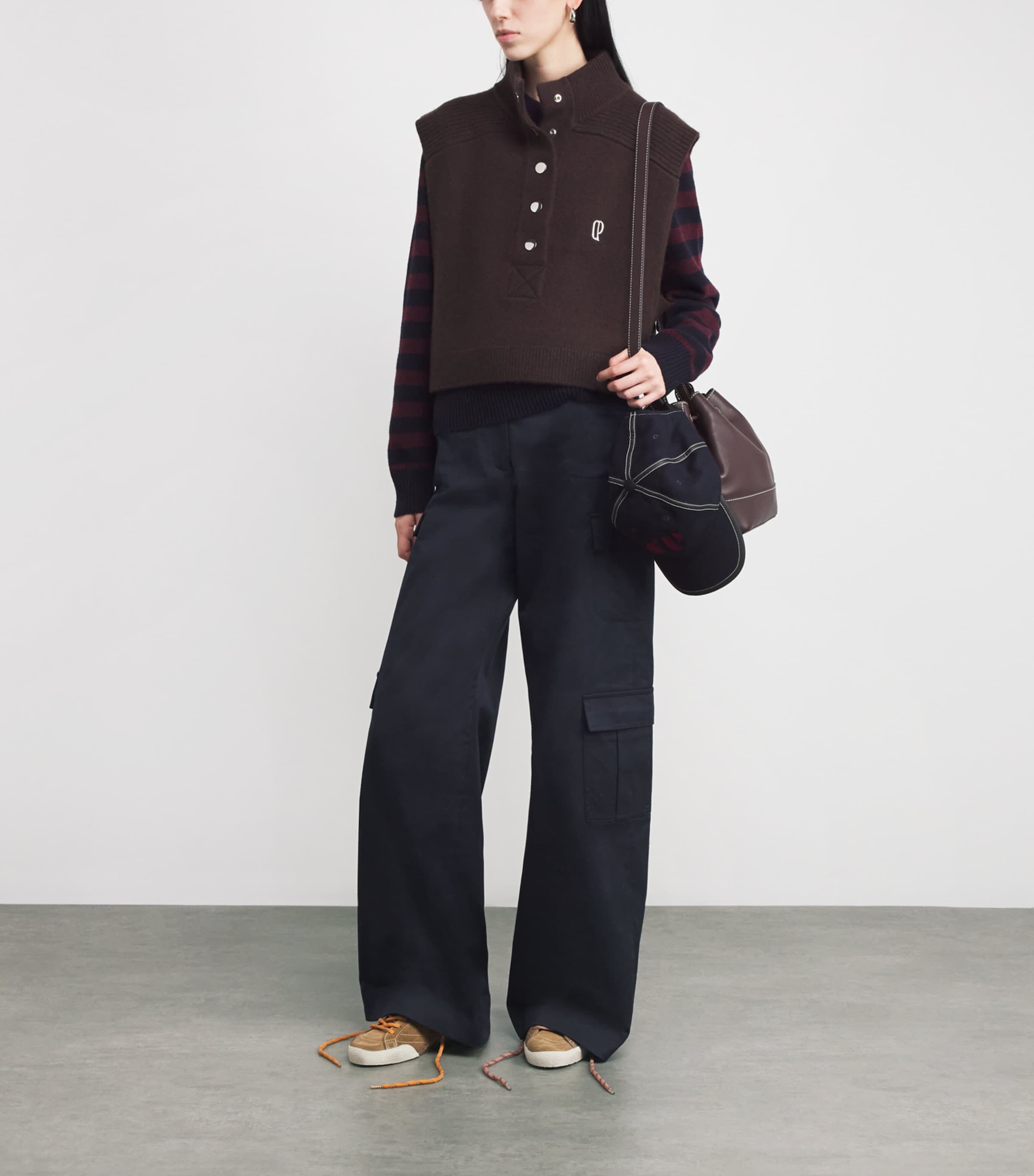 Cotton Gabardine Cargo Trousers NAVY Image 2