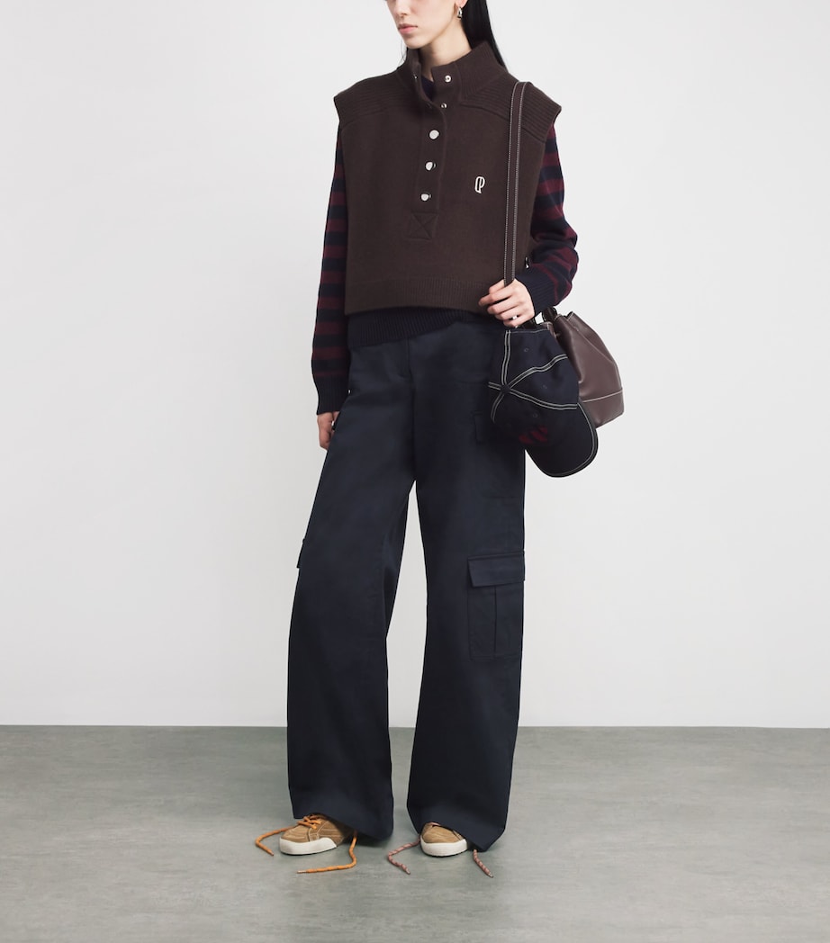 Cotton Gabardine Cargo Trousers NAVY Image 2