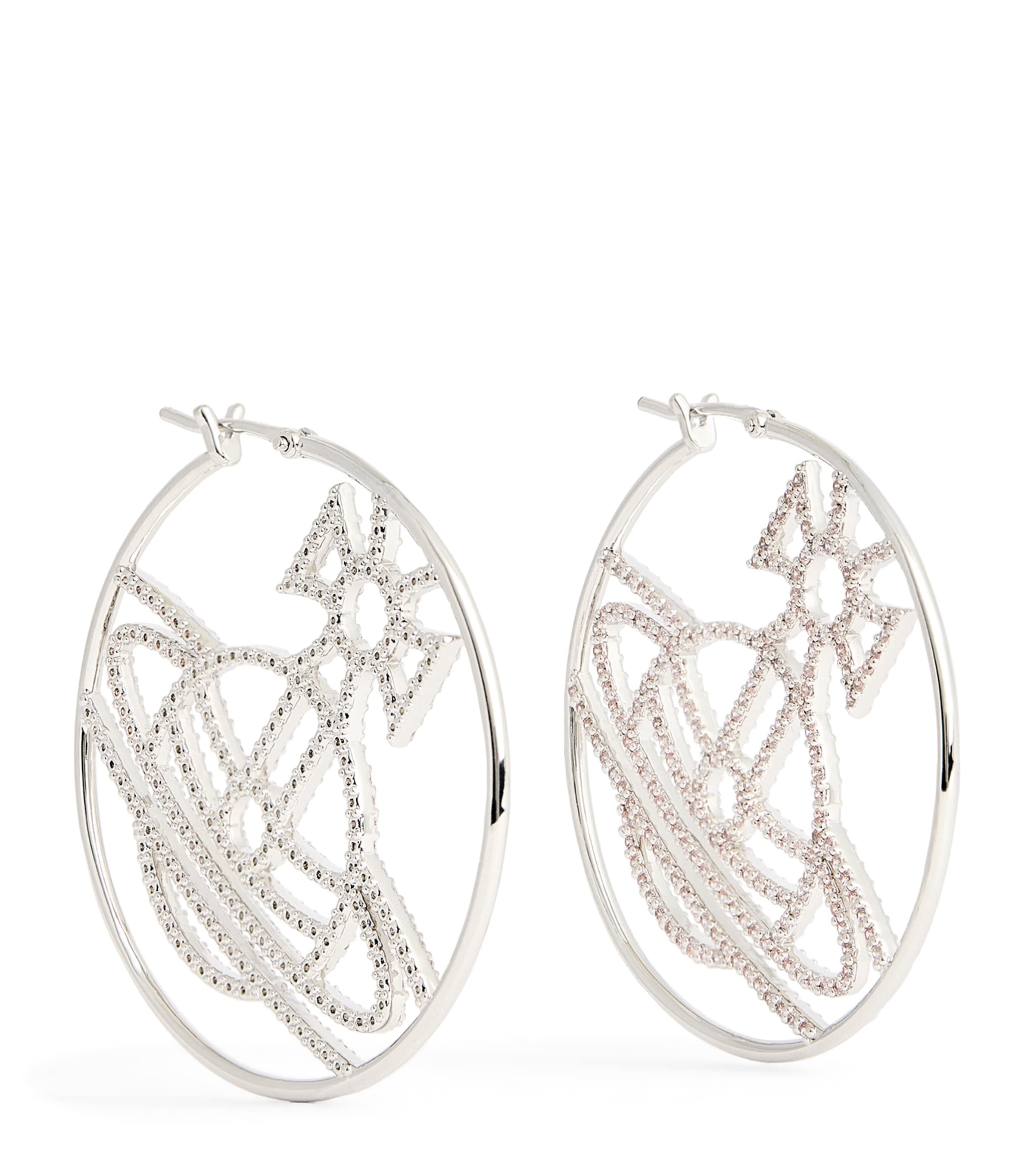 Vivienne Westwood Embellished Eloisa Hoop Earrings In Silver