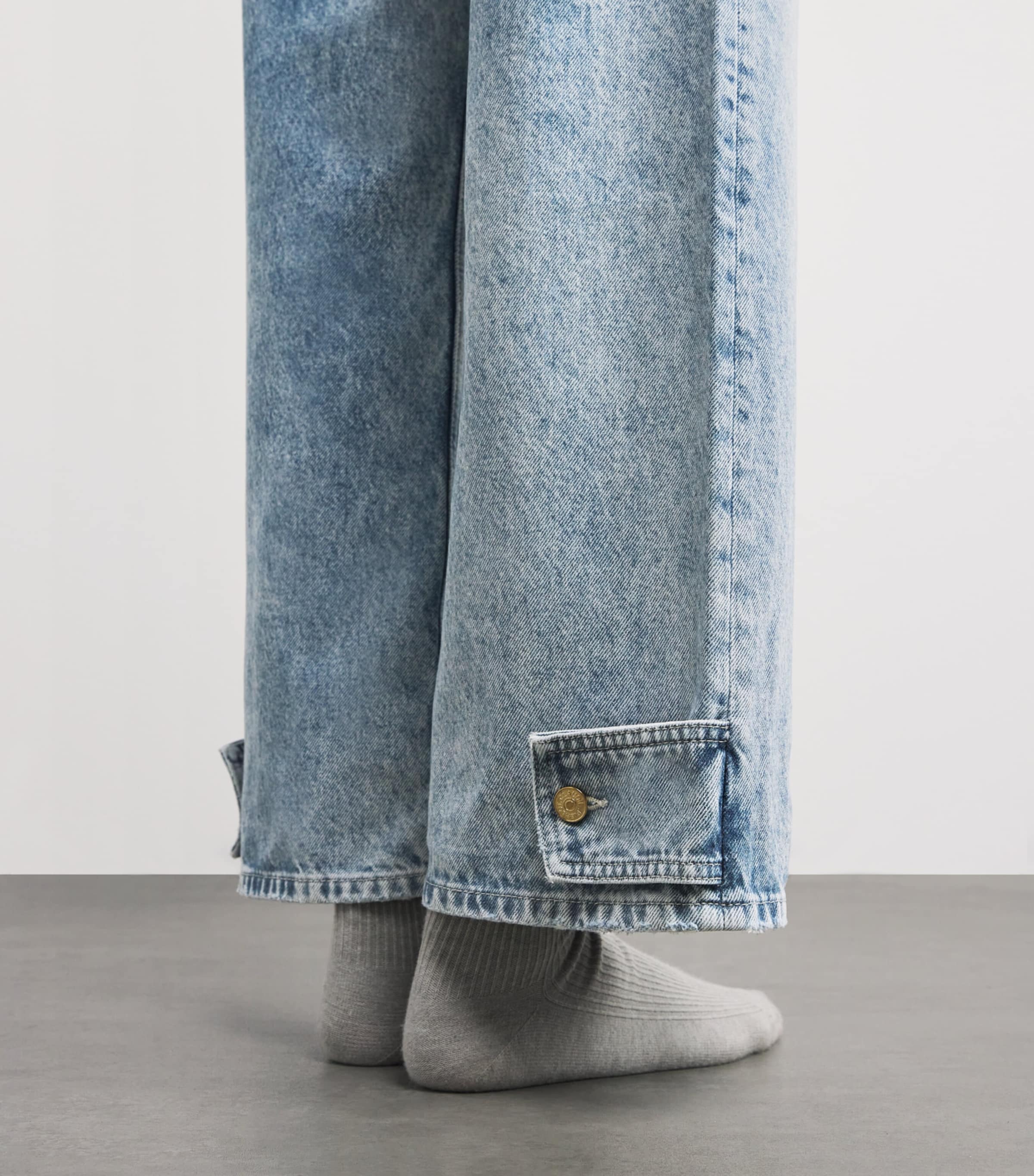 Acid Wash Straight Jeans BLUE DENIM Image 7