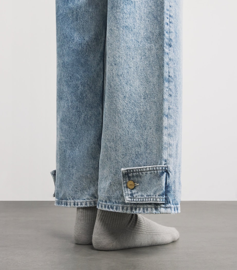 Acid Wash Straight Jeans BLUE DENIM Image 7