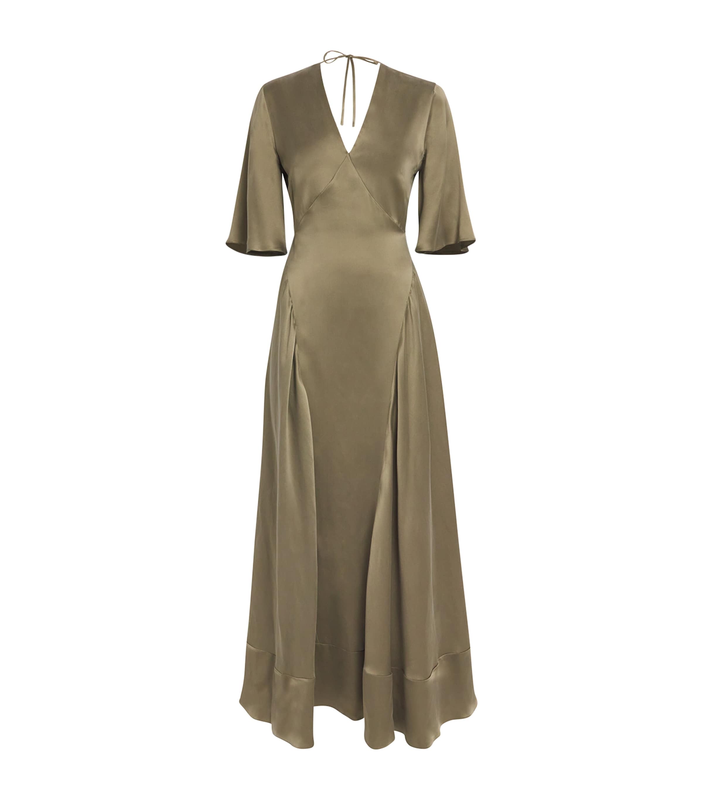 Laura Pitharas Silk Open-back Maxi Dress In Green