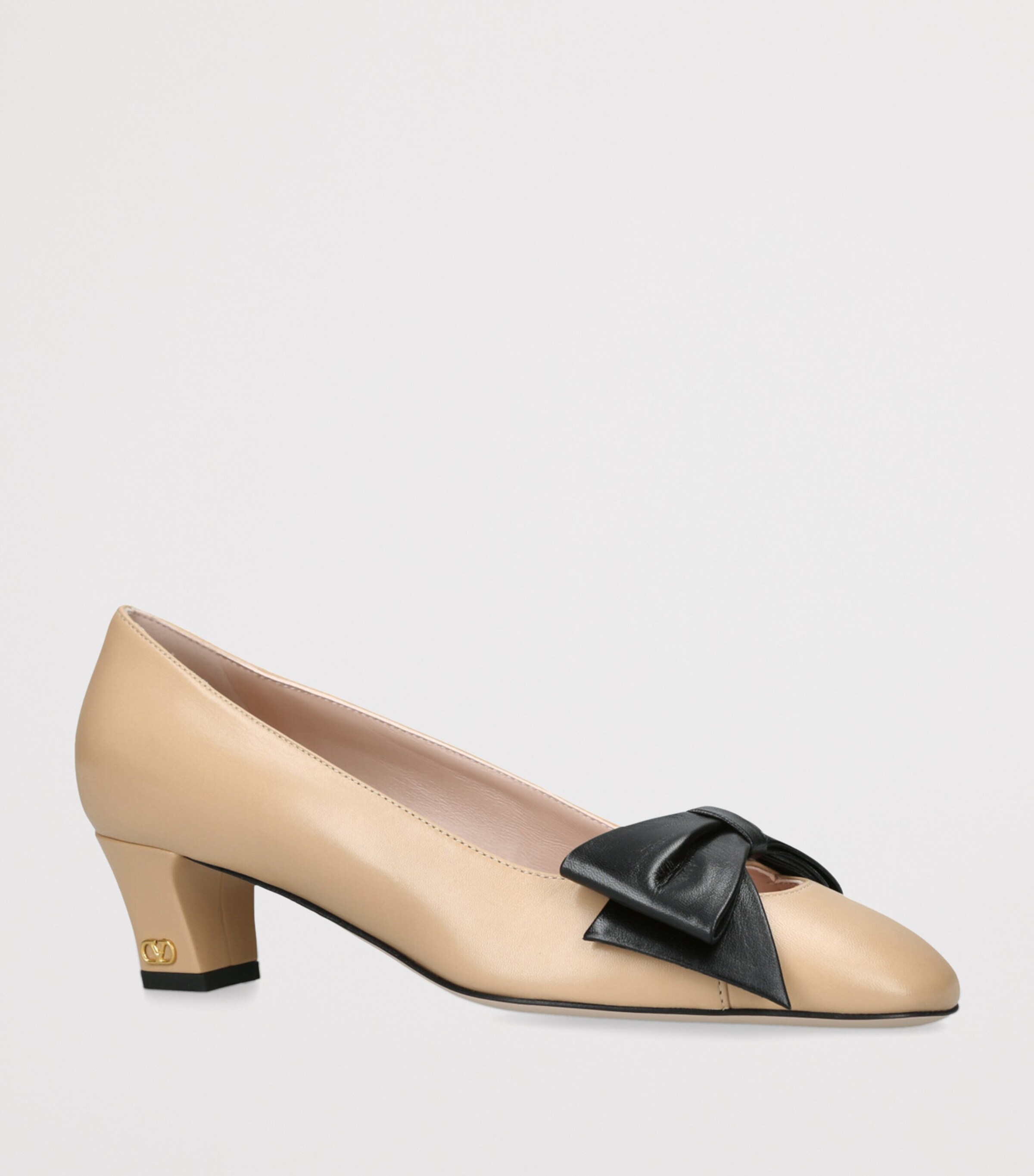 Valentino Garavani Leather Bow-Detail Pumps 45 Tan Comb Image 3
