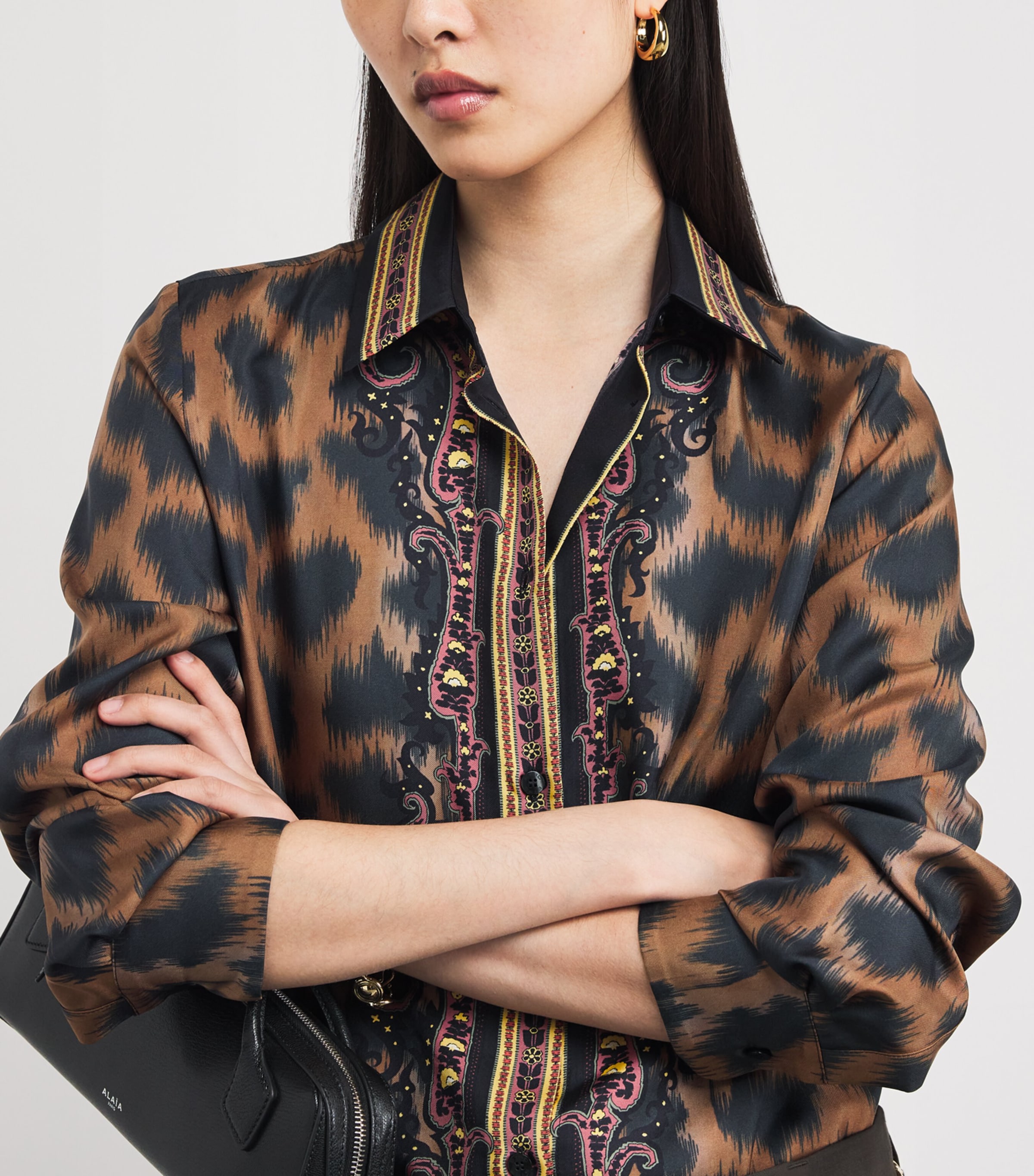 Silk Animal Paisley-Detail Shirt X0825 Image 6