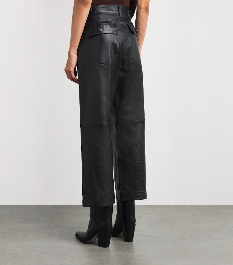 Lambskin Wide-Leg Trousers BLACK Image 4