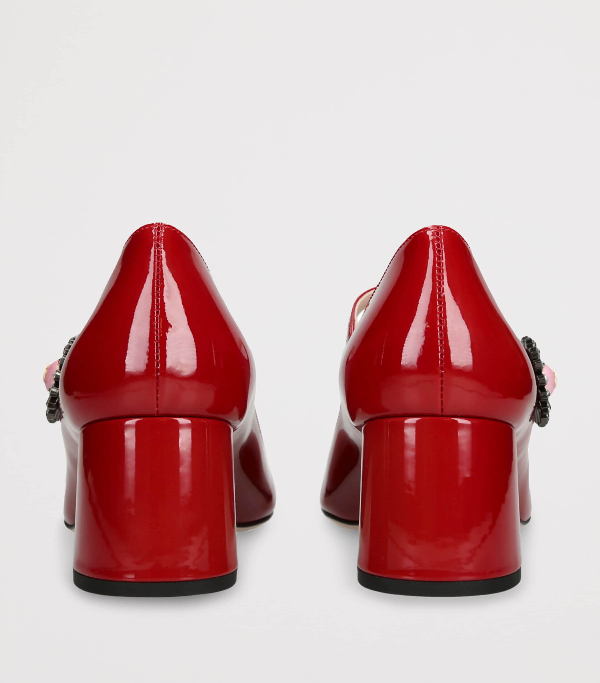 Leather Embellished Preshoes Pumps 55 RED Image 2