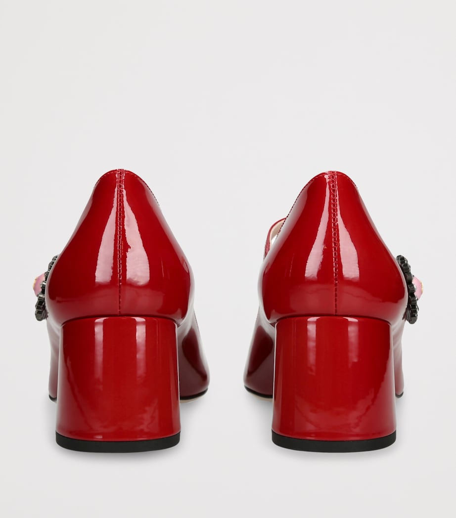 Leather Embellished Preshoes Pumps 55 RED Image 2